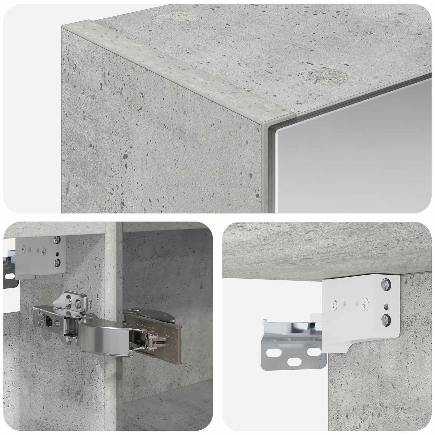 Baderomsspeilskap Betonggrå 50 x 14,5 x 70 cm Konstruert tre