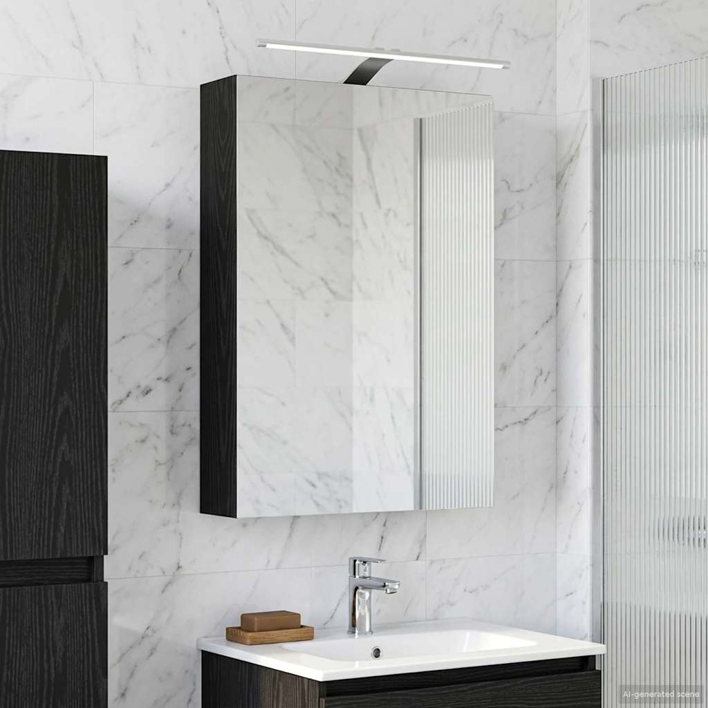 Baderomsspeilskap Svart Eik 50 x 14,5 x 70 cm Konstruert tre