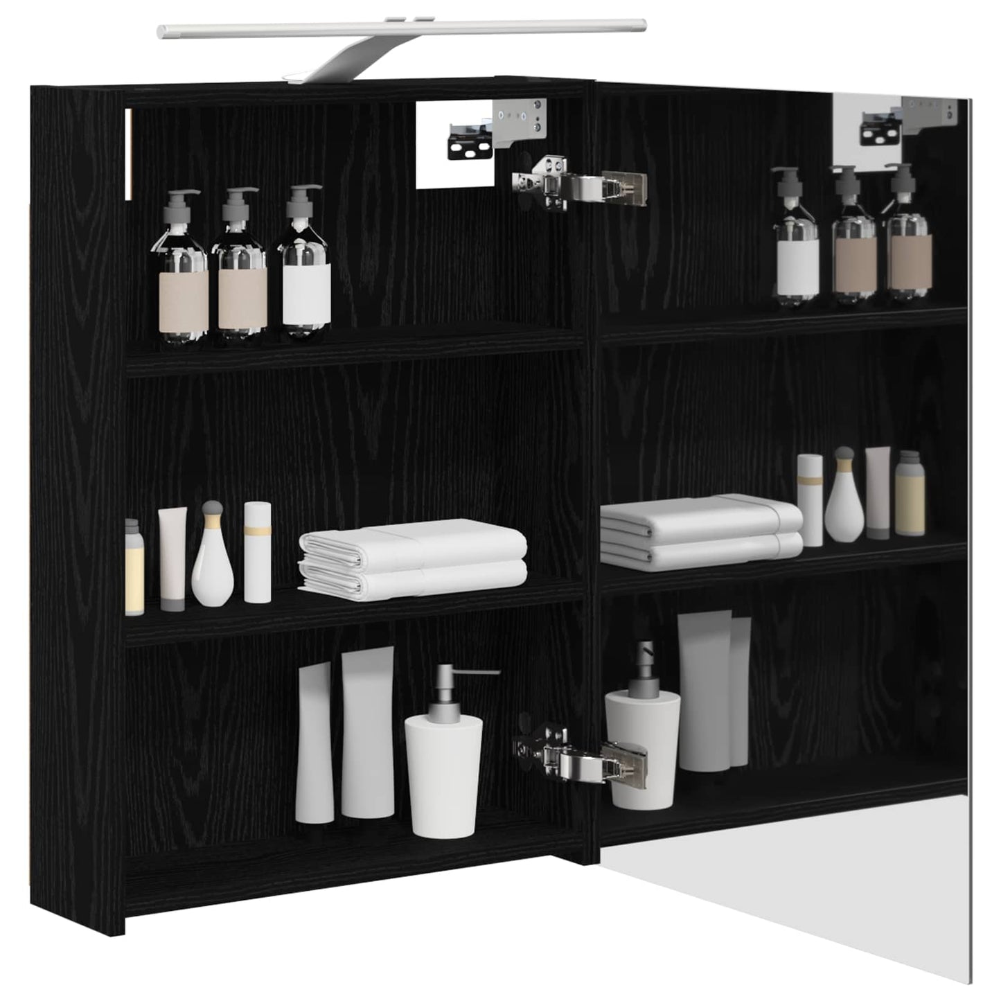 Baderomsspeilskap Svart Eik 50 x 14,5 x 70 cm Konstruert tre