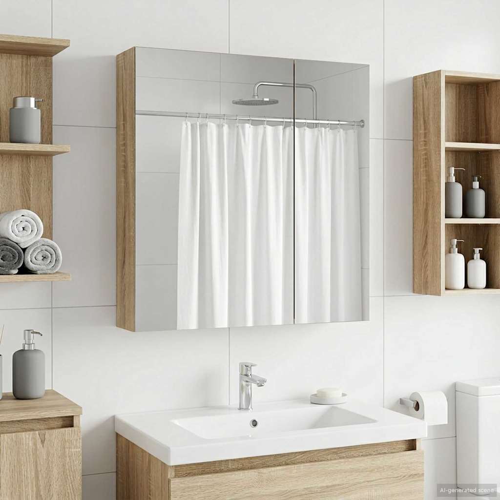 Baderomsspeilskap Sonoma eik 60 x 14,5 x 70 cm Konstruert tre