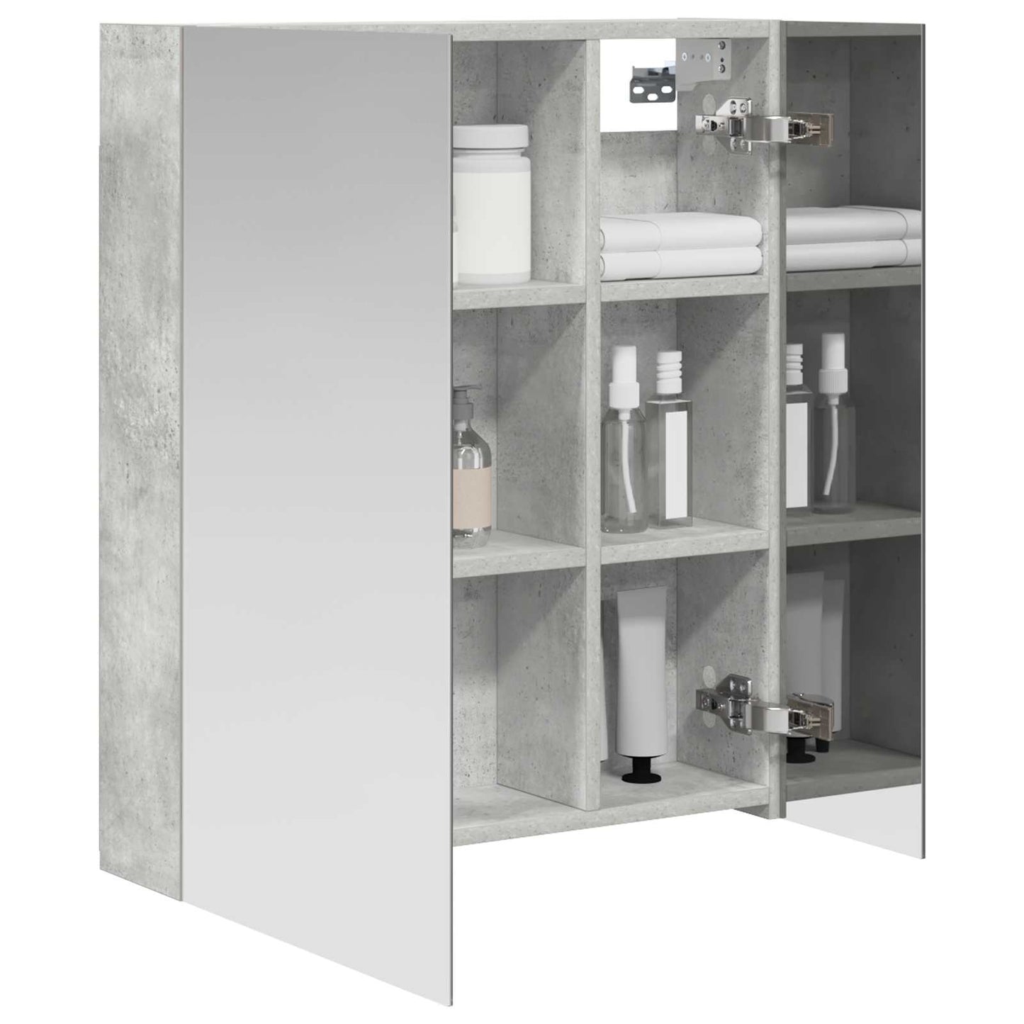 Baderomsspeilskap Betonggrå 60 x 14,5 x 70 cm Konstruert tre