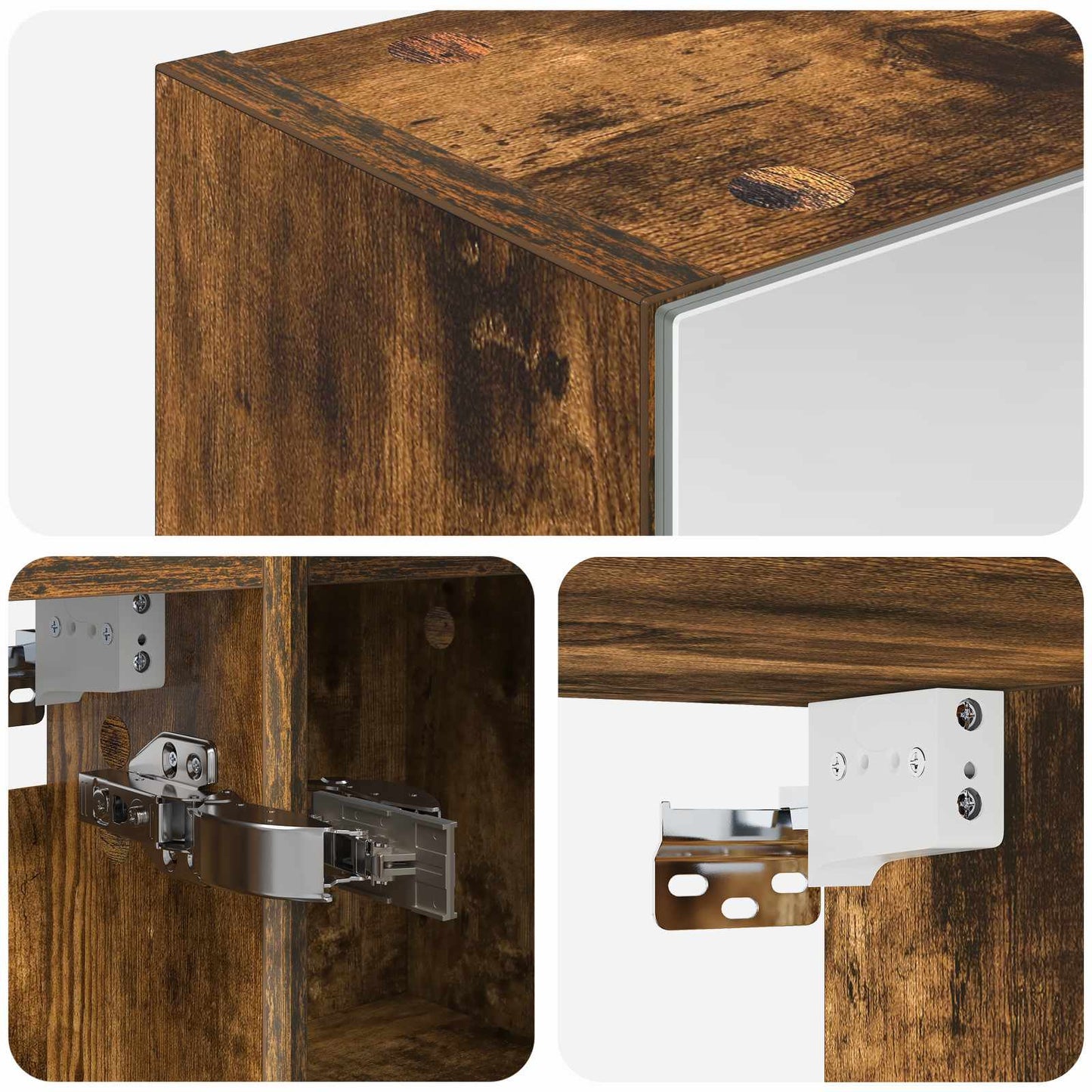 Baderomsspeilskap Røkt eik 60 x 14,5 x 70 cm Konstruert tre