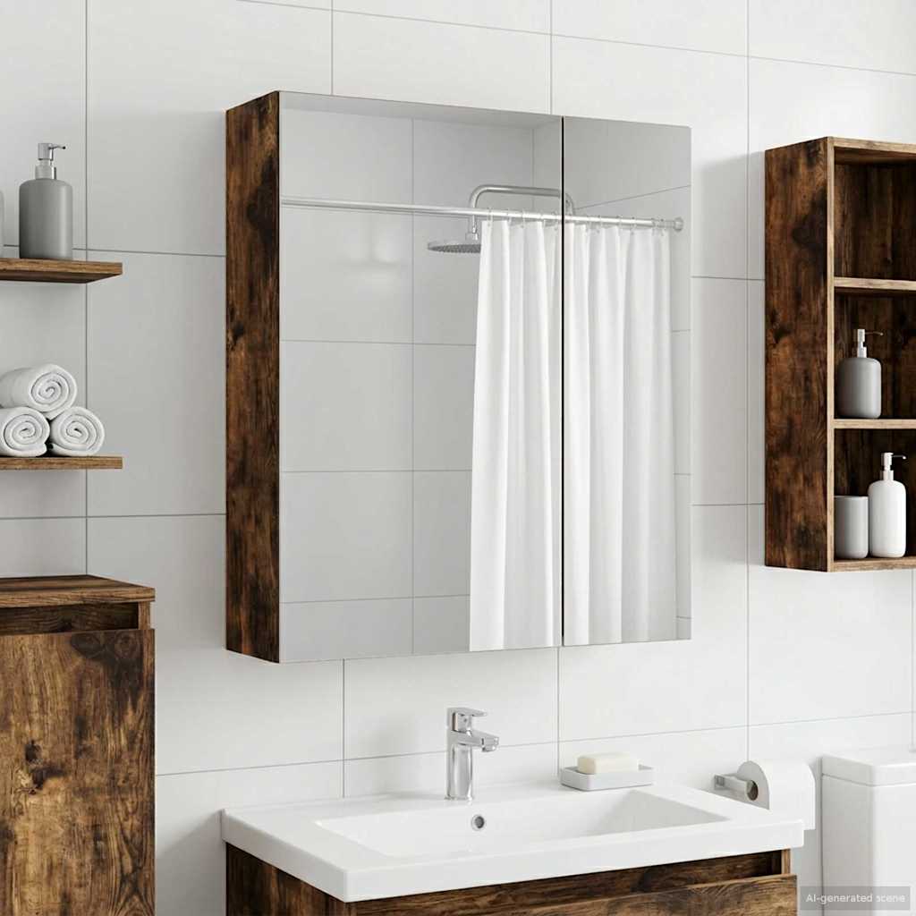 Baderomsspeilskap Røkt eik 60 x 14,5 x 70 cm Konstruert tre