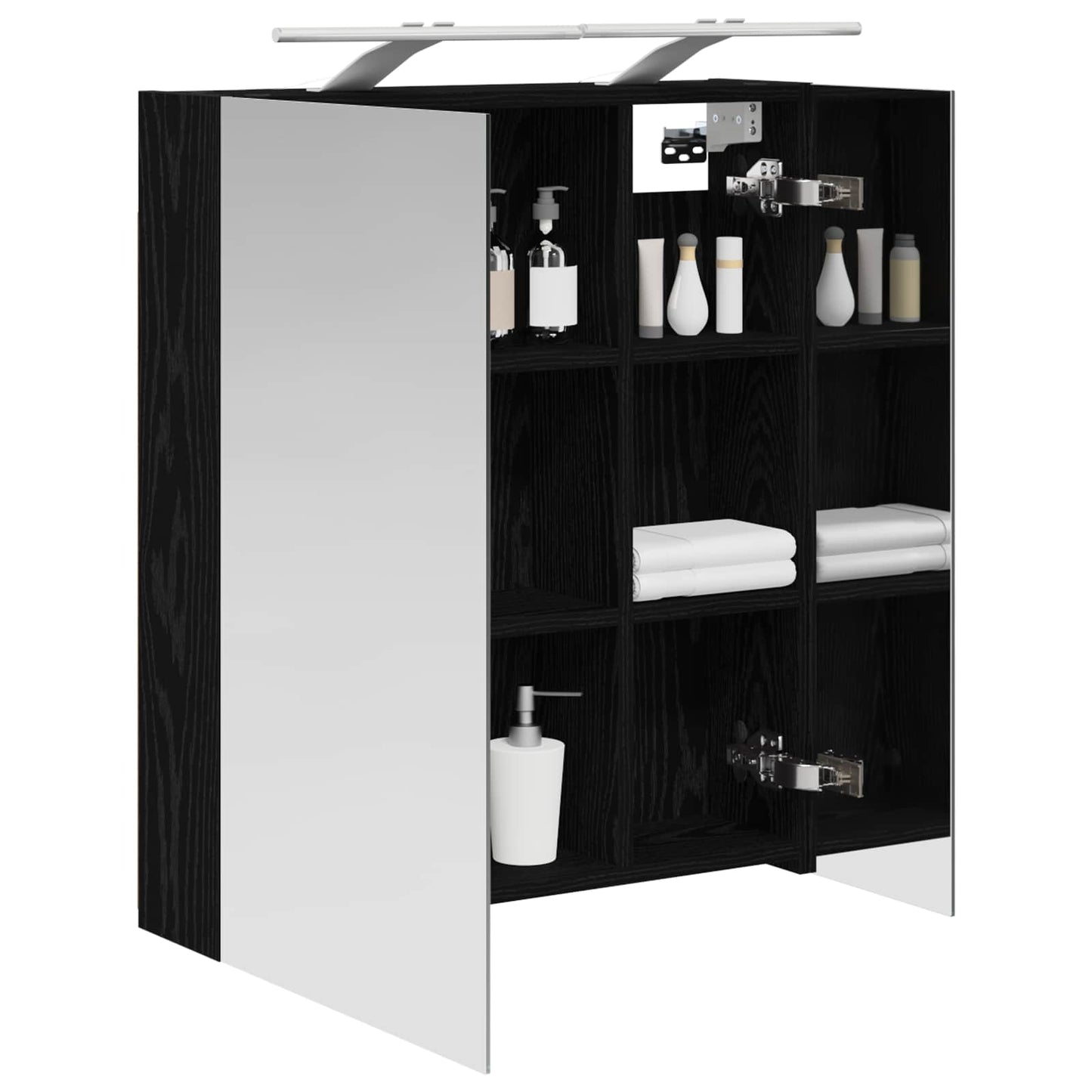 Baderomsspeilskap Svart Eik 60 x 14,5 x 70 cm Konstruert tre