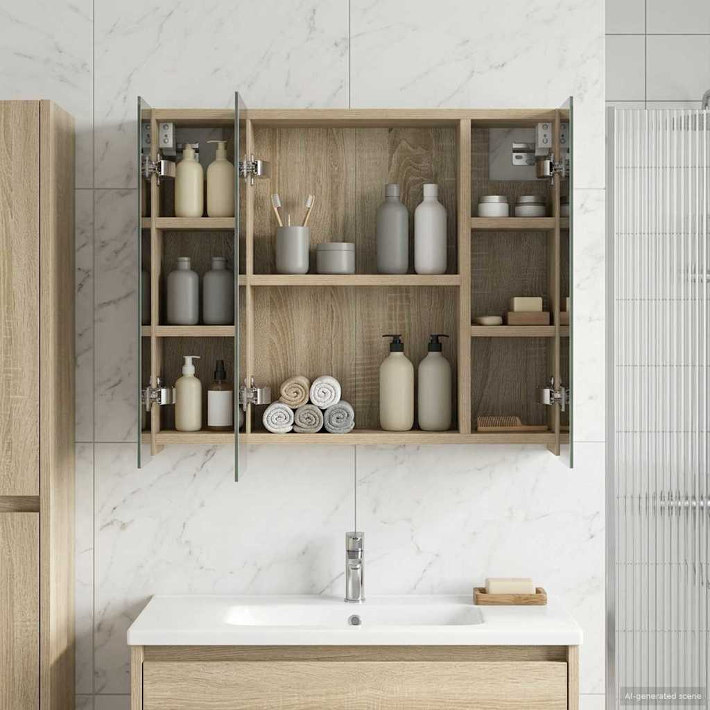 Baderomsspeilskap Sonoma eik 60 x 14,5 x 50 cm Konstruert tre