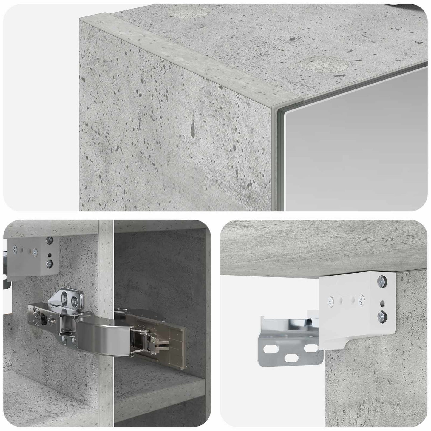 Baderomsspeilskap Betonggrå 60 x 14,5 x 50 cm Konstruert tre