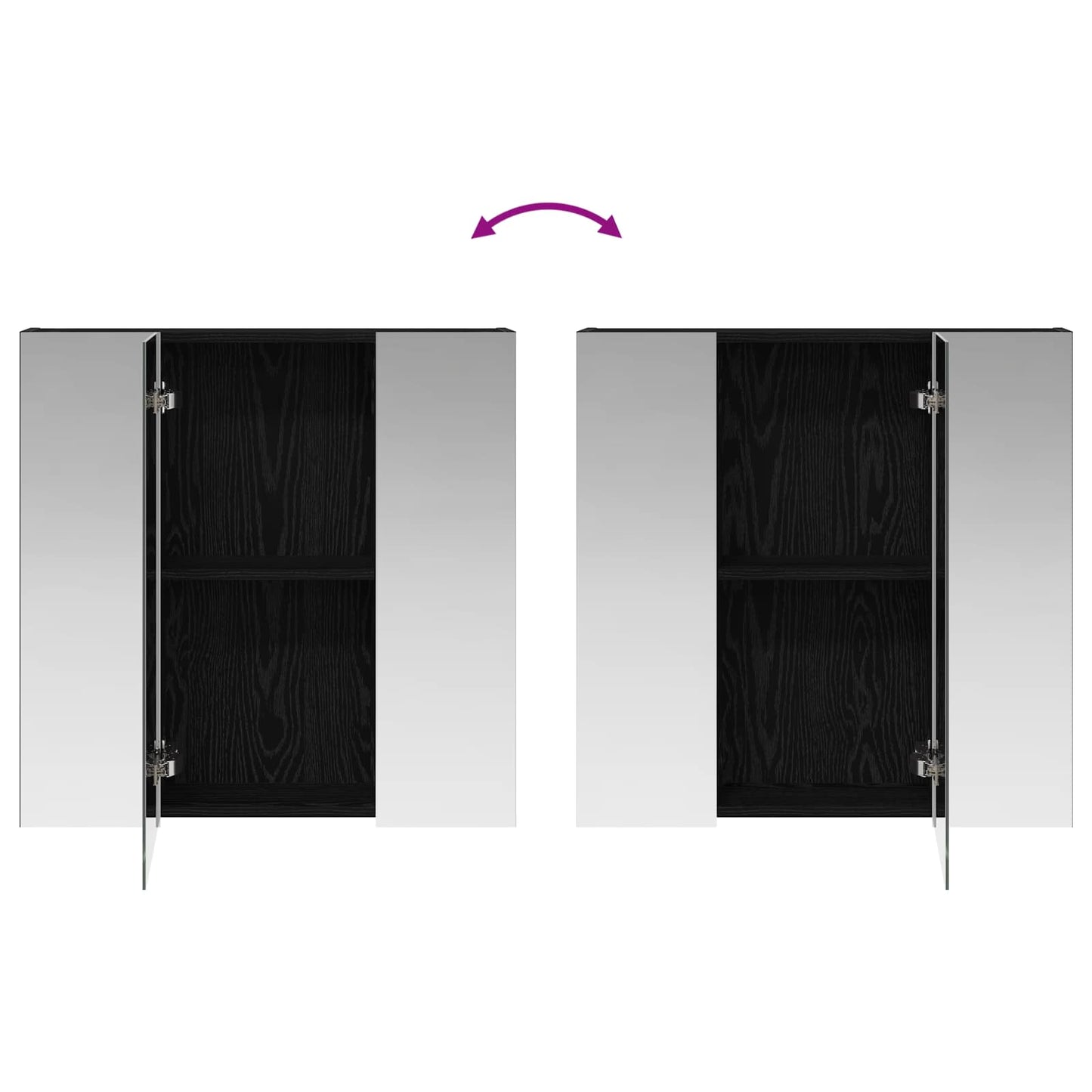 Baderomsspeilskap Svart Eik 70 x 14,5 x 70 cm Konstruert tre