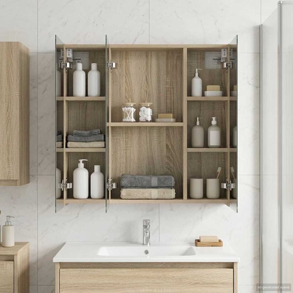 Baderomsspeilskap Sonoma eik 70 x 14,5 x 70 cm Konstruert tre