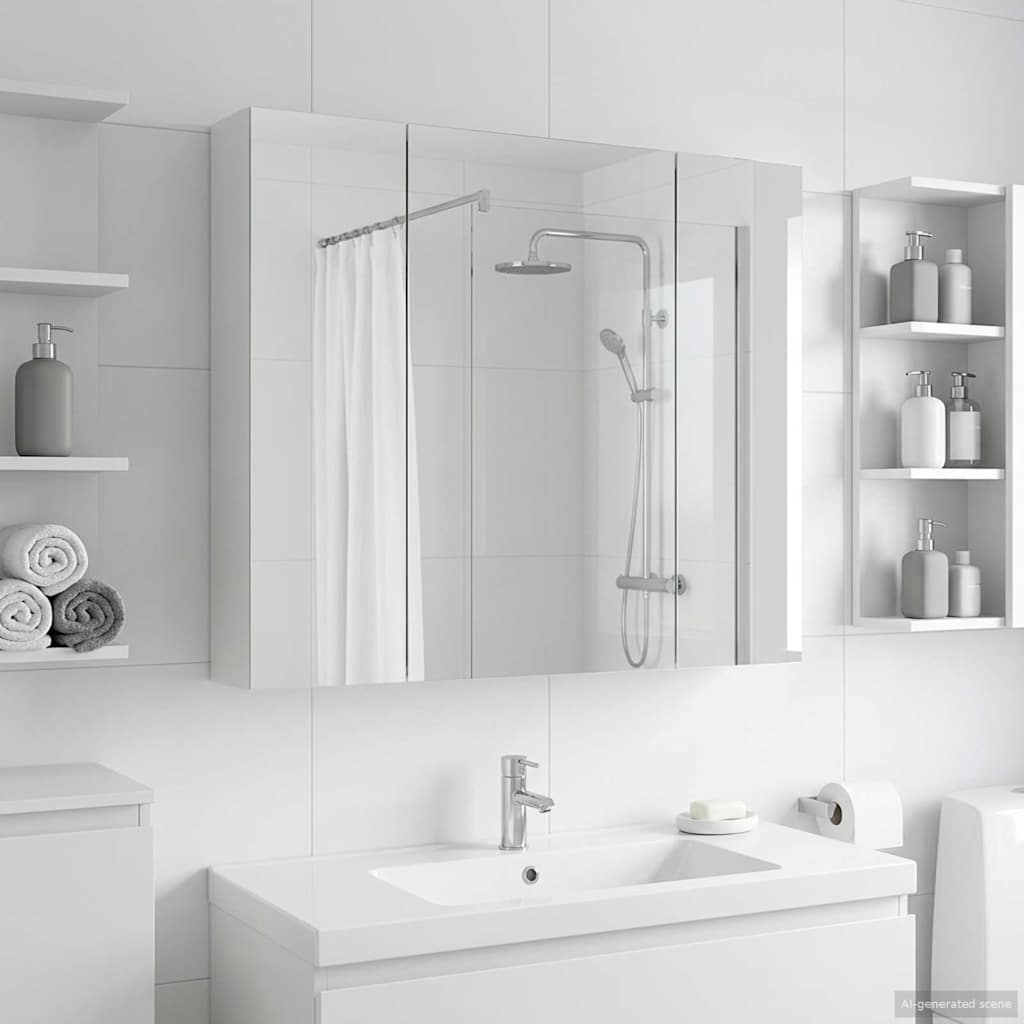 Baderomsspeilskap med dør Hvit 80 x 14.5 x 70 cm Konstruert tre