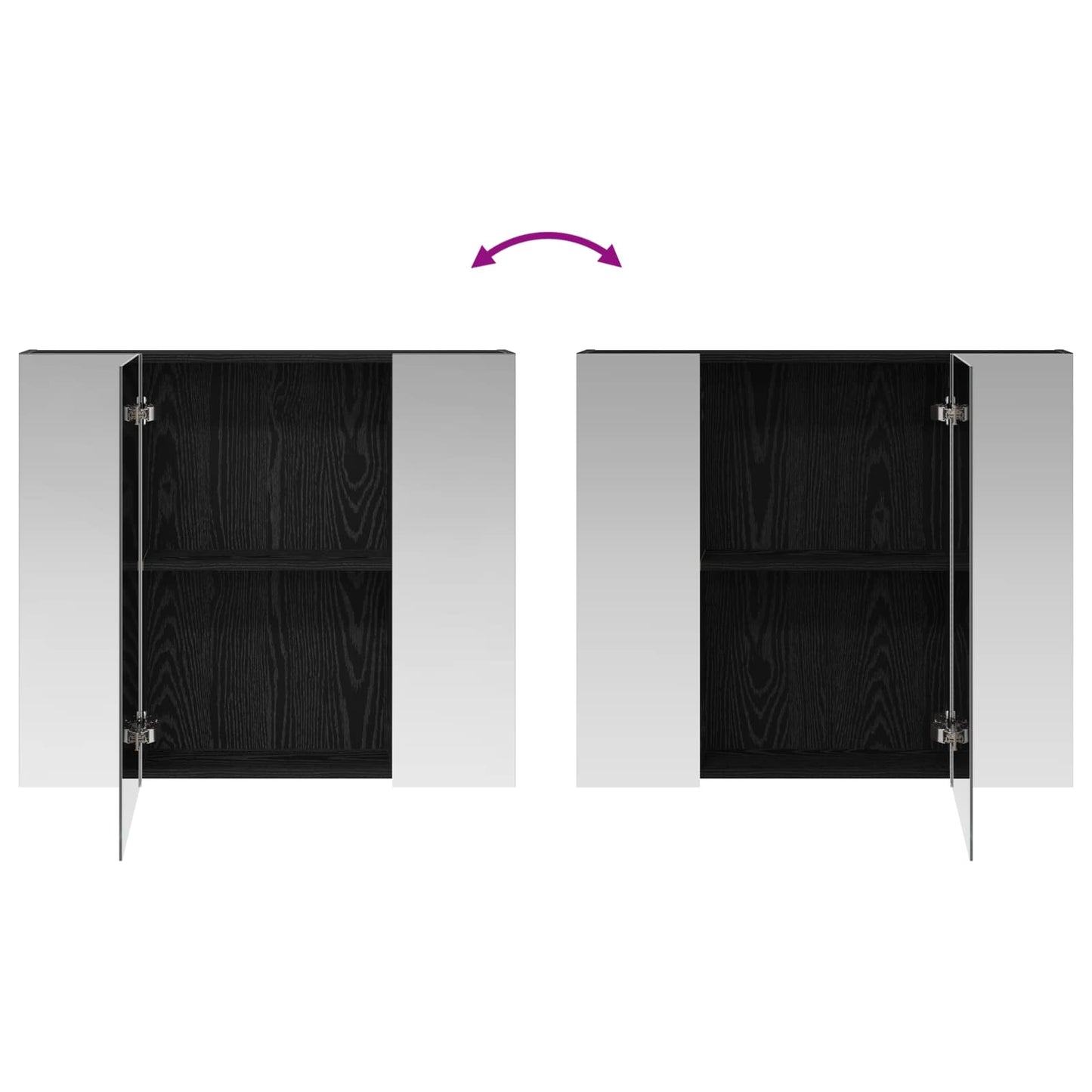 Baderomsspeilskap Svart Eik 80 x 14.5 x 70 cm Konstruert tre