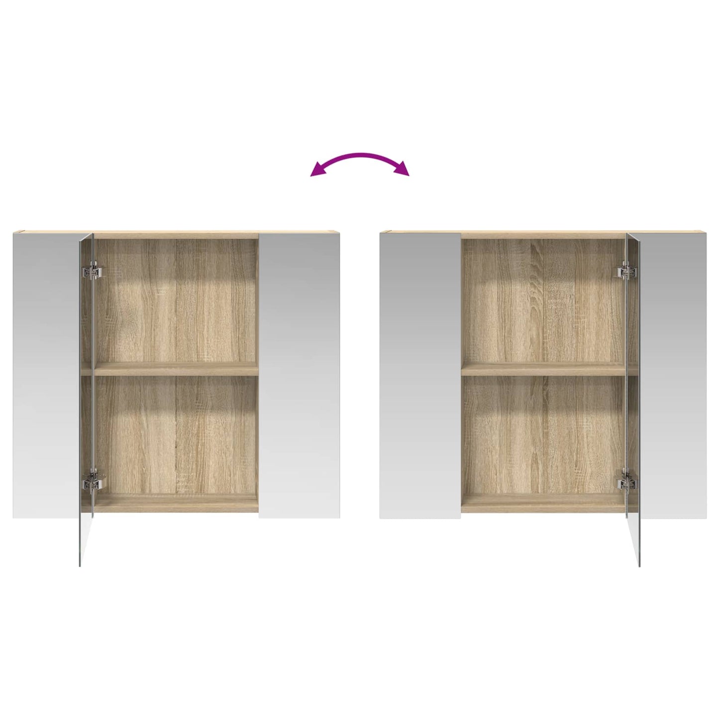 Baderomsspeilskap Sonoma eik 80 x 14.5 x 70 cm Konstruert tre