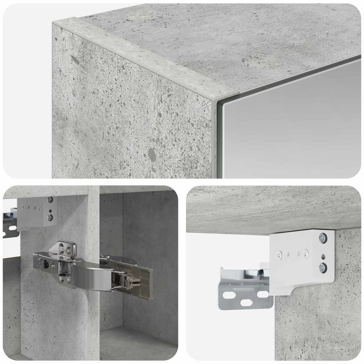 Baderomsspeilskap Betonggrå 80 x 14.5 x 70 cm Konstruert tre