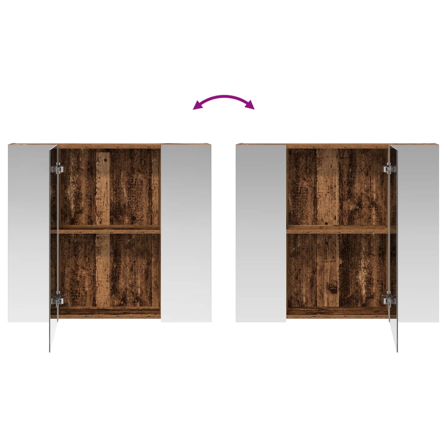 Baderomsspeilskap Gammelt tre 80 x 14.5 x 70 cm Konstruert tre