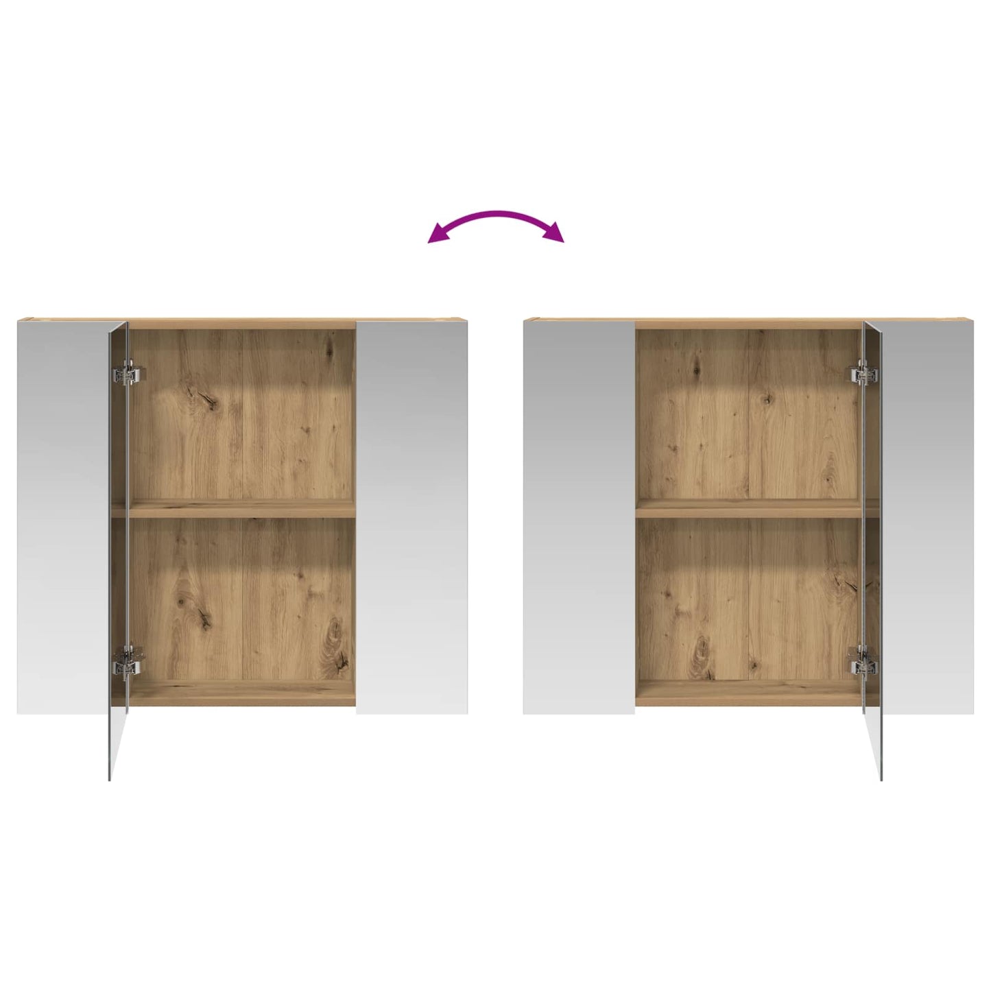 Baderomsspeilskap Kunstnerisk Eik 80 x 14.5 x 70 cm