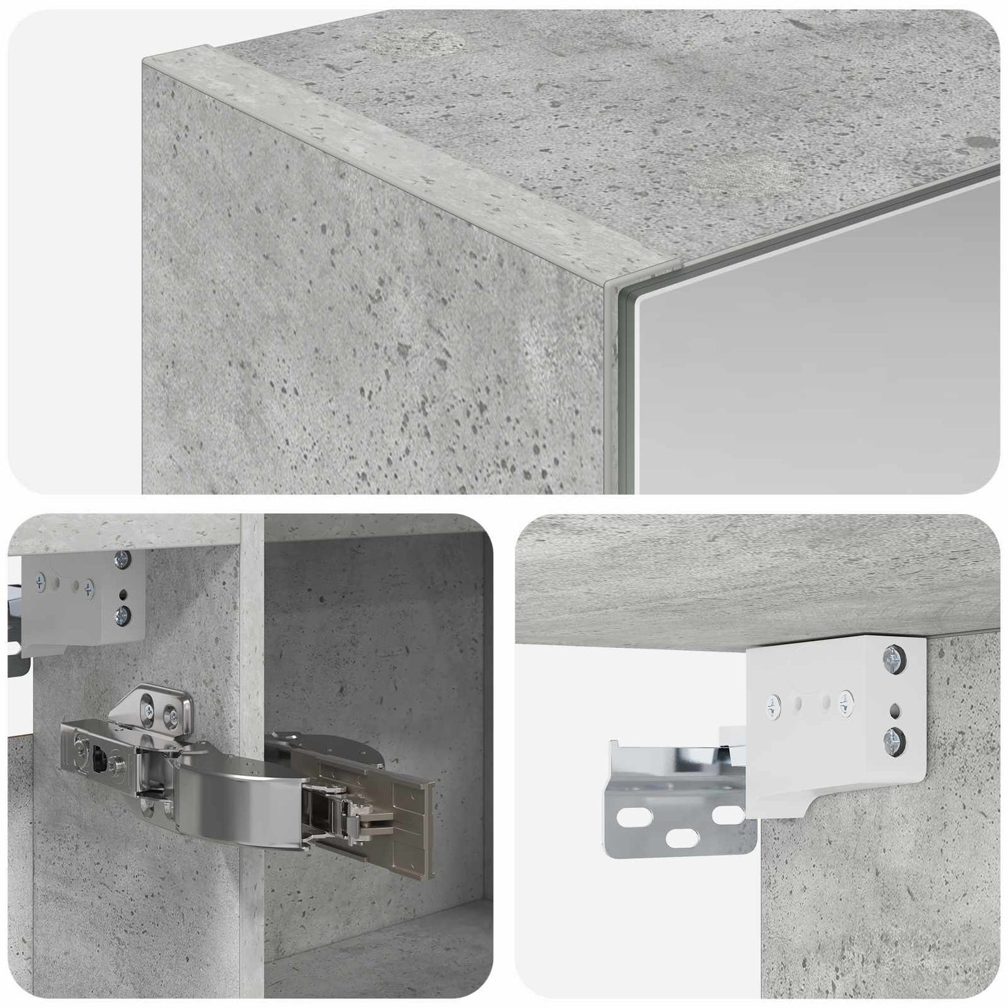 Baderomsspeilskap Betonggrå 100 x 14,5 x 70 cm Konstruert tre