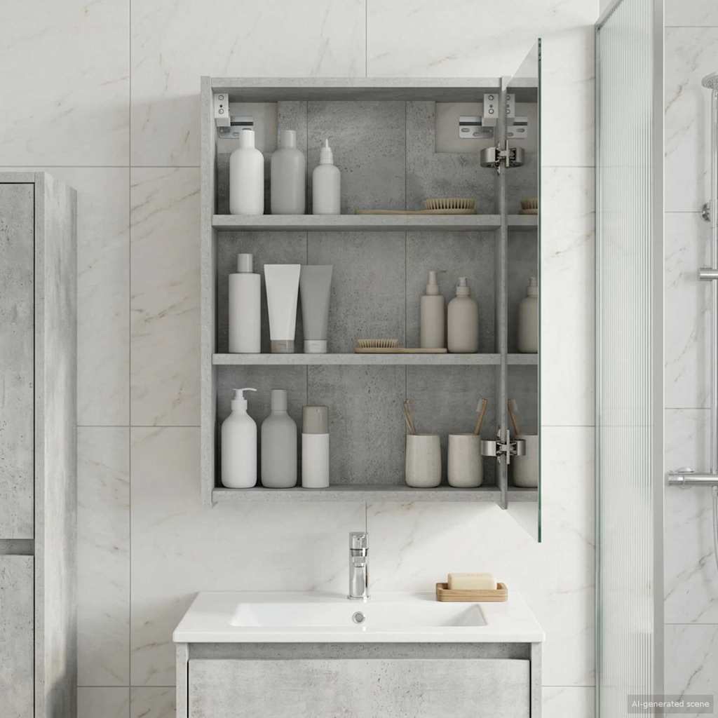 Baderomsspeilskap Betonggrå 43 x 16 x 62.5 cm Konstruert tre