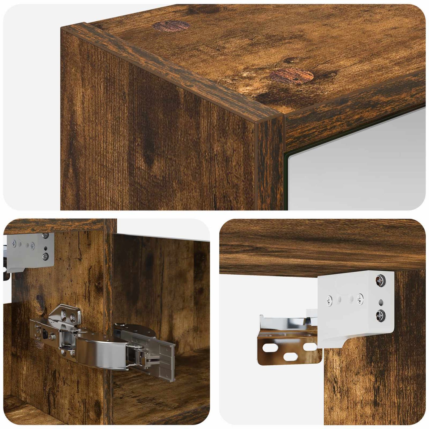 Baderomsspeilskap Røkt eik 43 x 16 x 62.5 cm Konstruert tre
