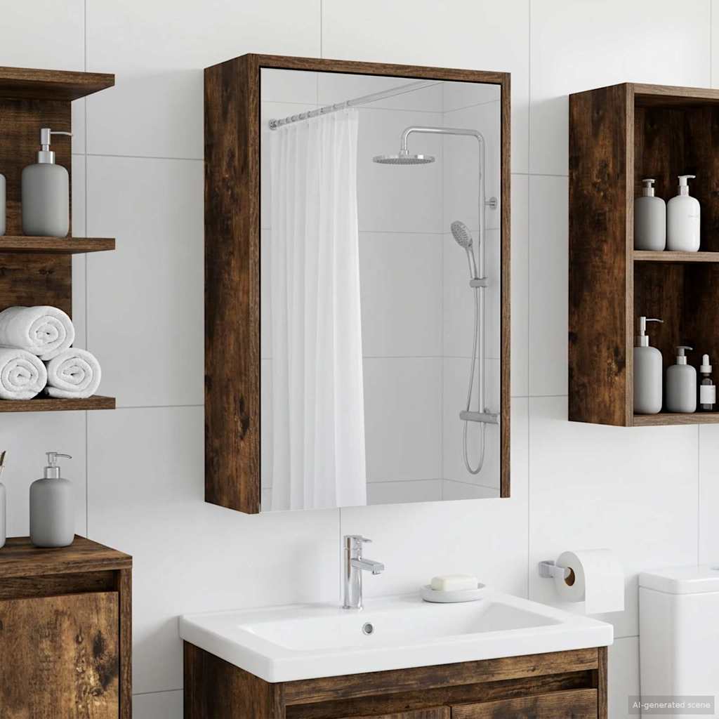 Baderomsspeilskap Røkt eik 43 x 16 x 62.5 cm Konstruert tre