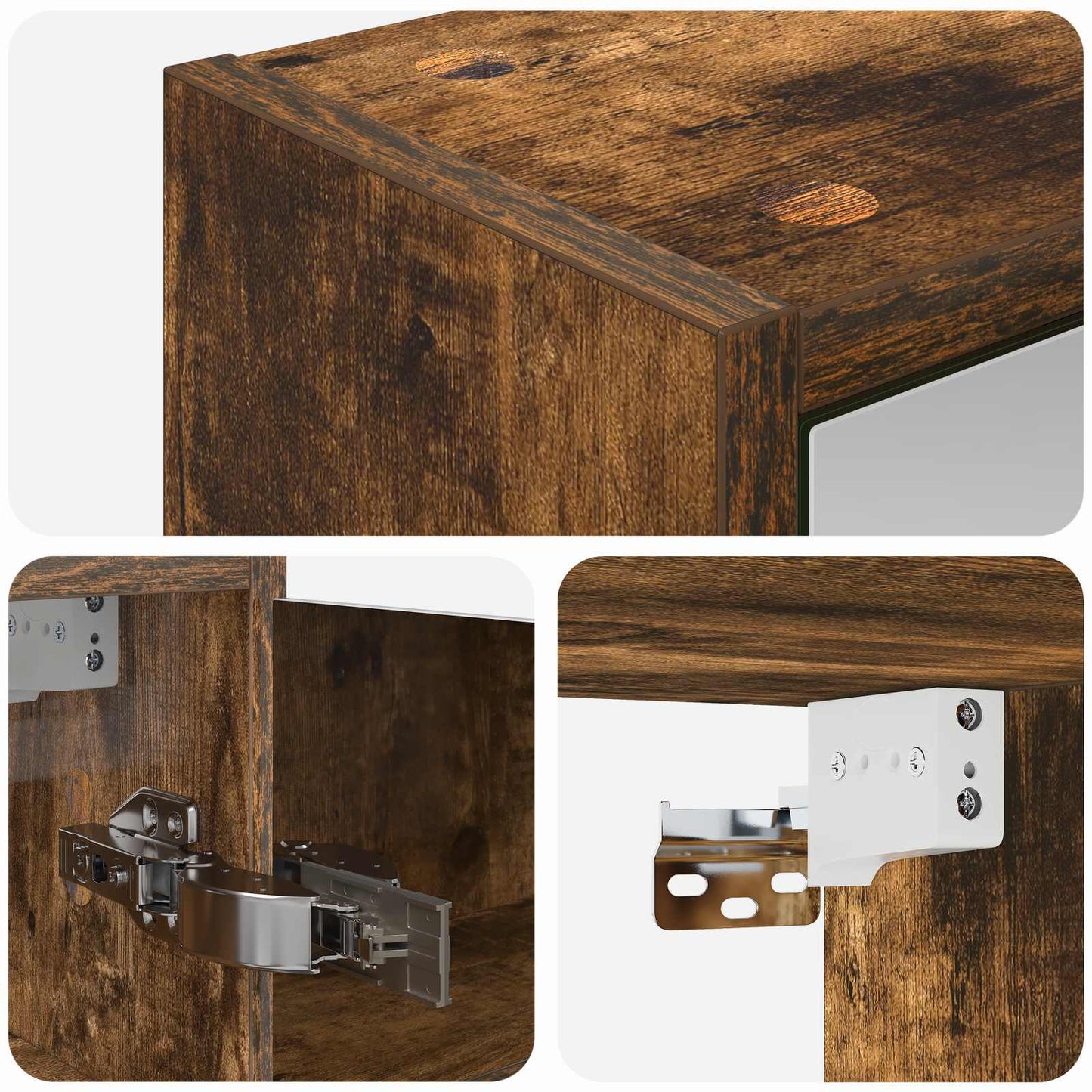 Baderomsspeilskap Røkt eik 43 x 16 x 62.5 cm Konstruert tre