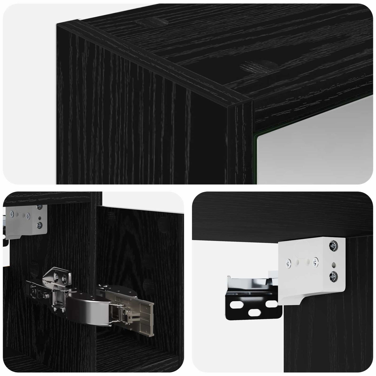 Baderomsspeilskap Svart Eik 63,5 x 16 x 62,5 cm Konstruert tre