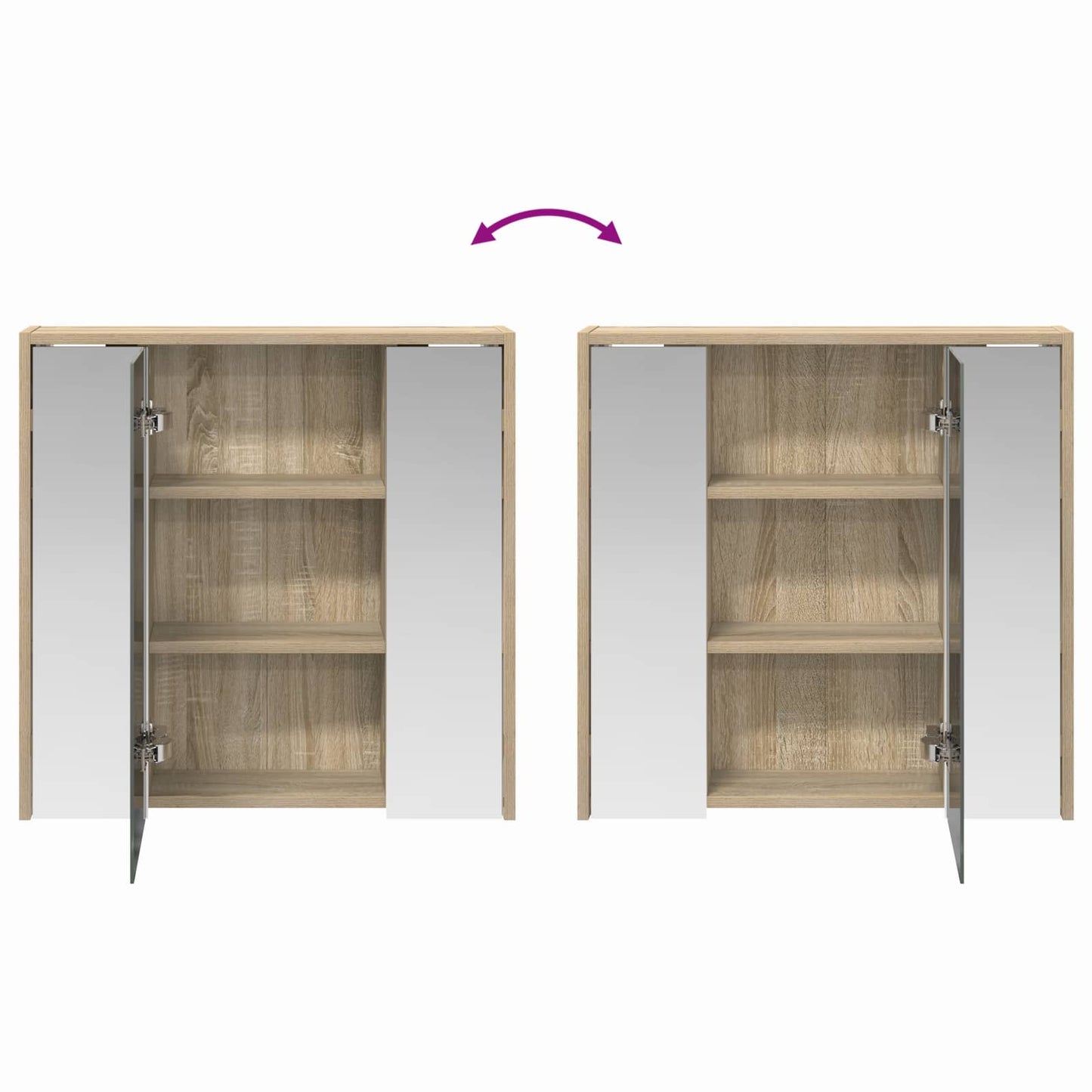 Baderomsspeilskap Sonoma eik 63,5 x 16 x 62,5 cm Konstruert tre
