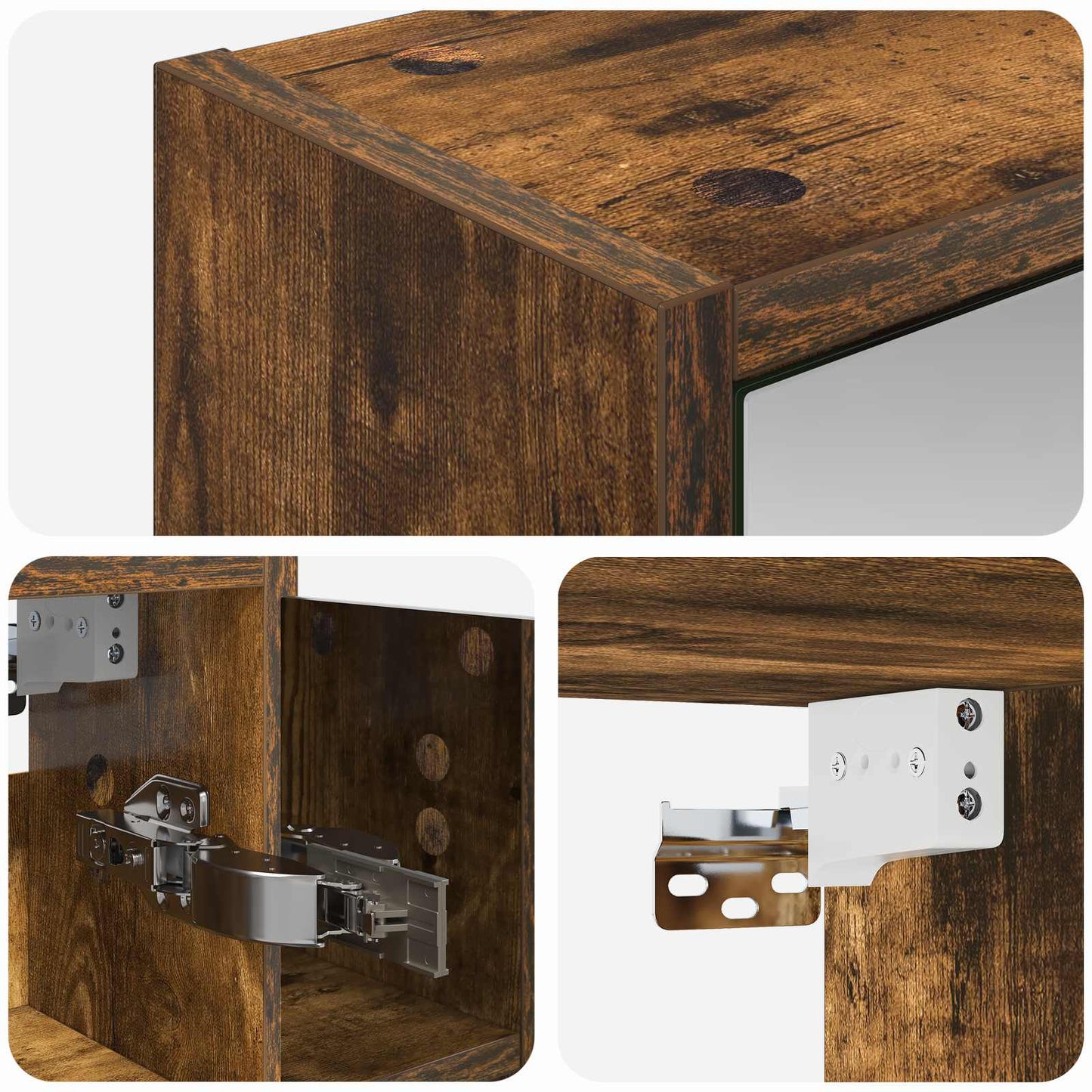 Baderomsspeilskap Røkt eik 63,5 x 16 x 62,5 cm Konstruert tre