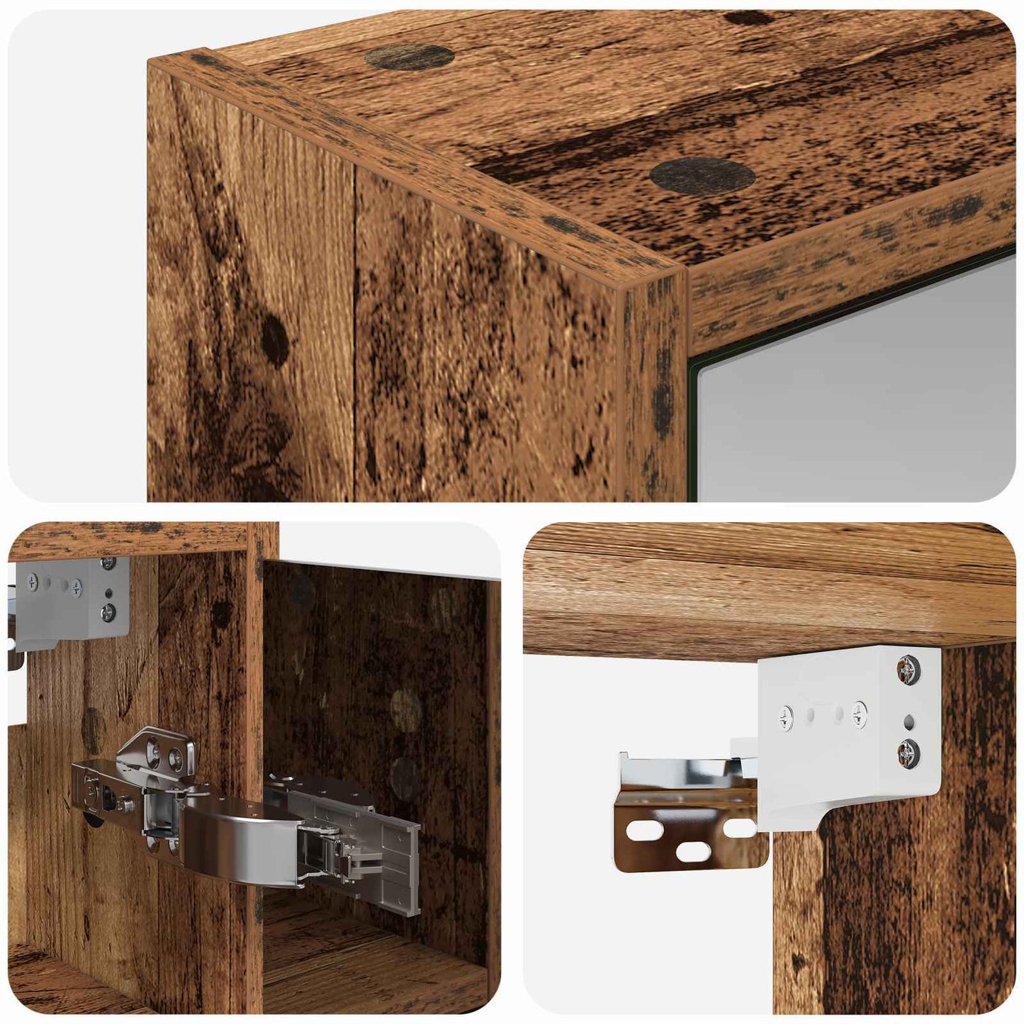 Baderomsspeilskap Gammelt tre 63,5 x 16 x 62,5 cm