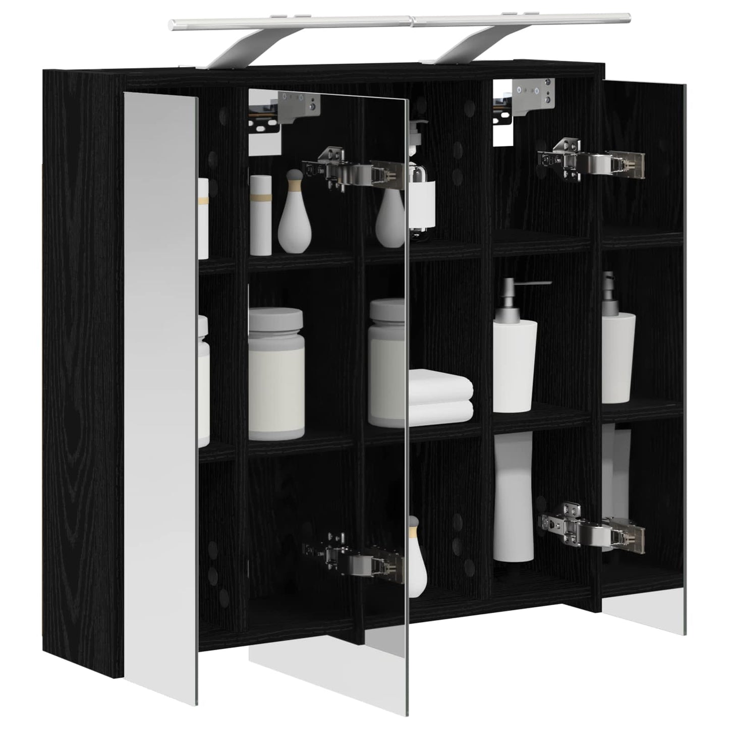 Baderomsspeilskap Svart Eik 63,5 x 16 x 62,5 cm Konstruert tre