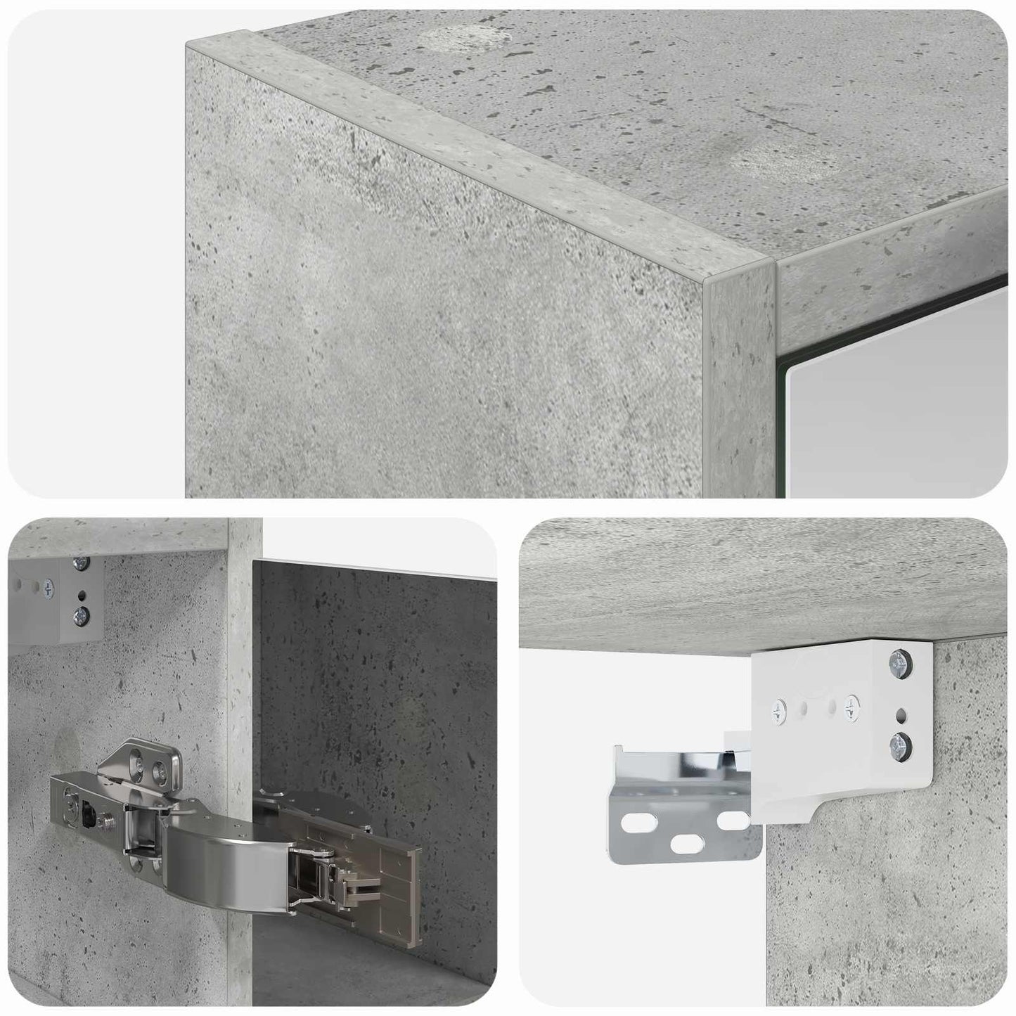 Baderomsspeilskap Betonggrå 63,5 x 16 x 62,5 cm Konstruert tre