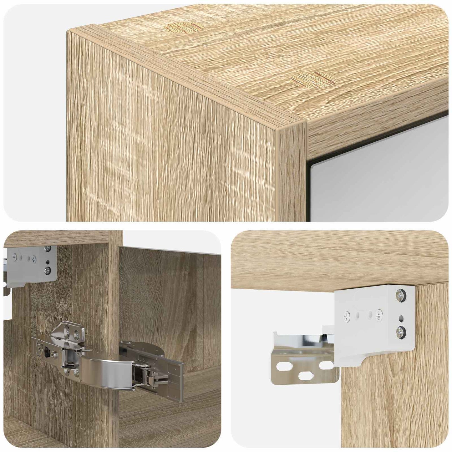 Baderomsspeilskap Sonoma eik 73,5 x 16 x 62,5 cm Konstruert tre