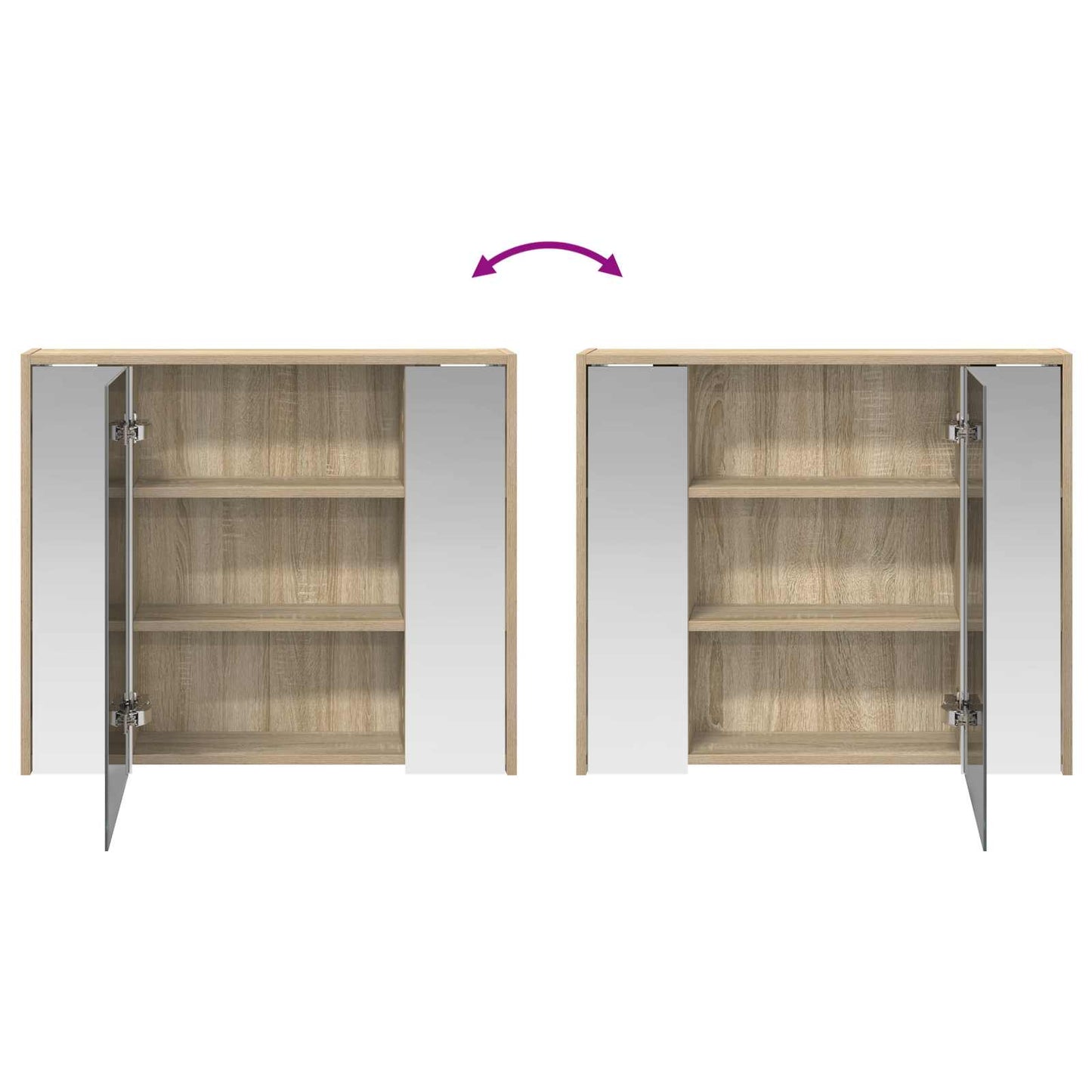 Baderomsspeilskap Sonoma eik 73,5 x 16 x 62,5 cm Konstruert tre