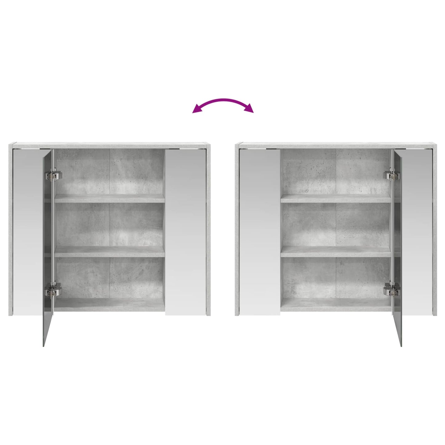 Baderomsspeilskap Betonggrå 73,5 x 16 x 62,5 cm Konstruert tre