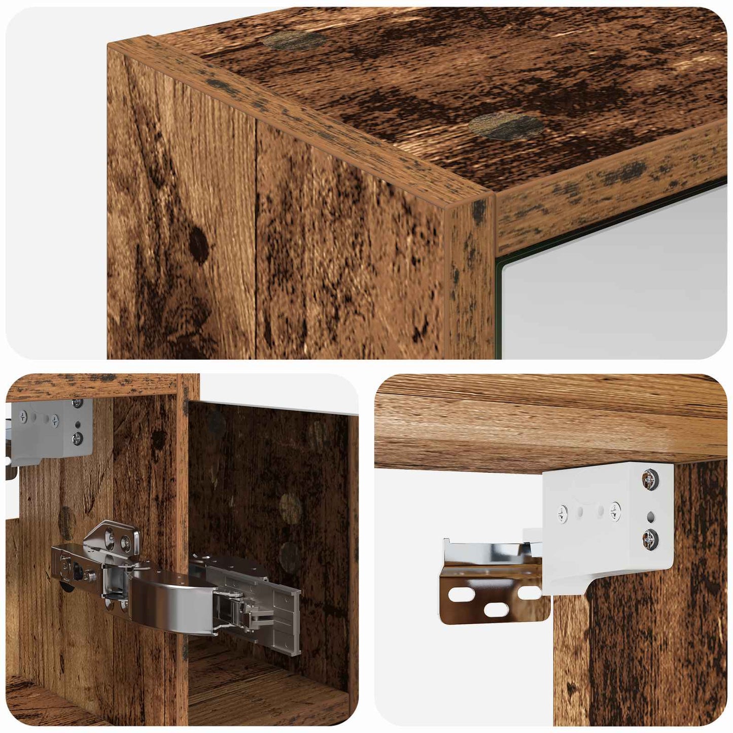 Baderomsspeilskap Gammelt tre 73,5 x 16 x 62,5 cm