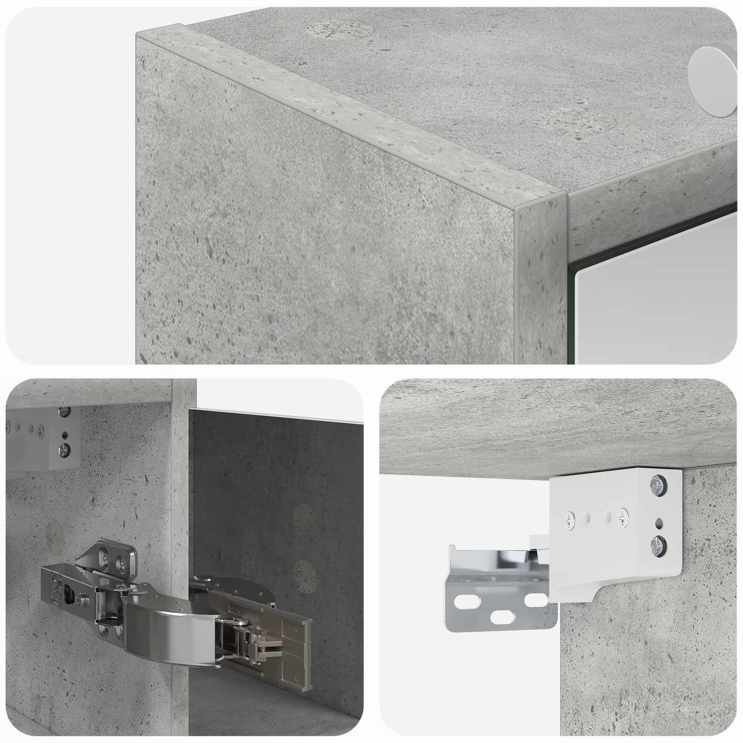 Baderomsspeilskap Betonggrå 73,5 x 16 x 62,5 cm Konstruert tre