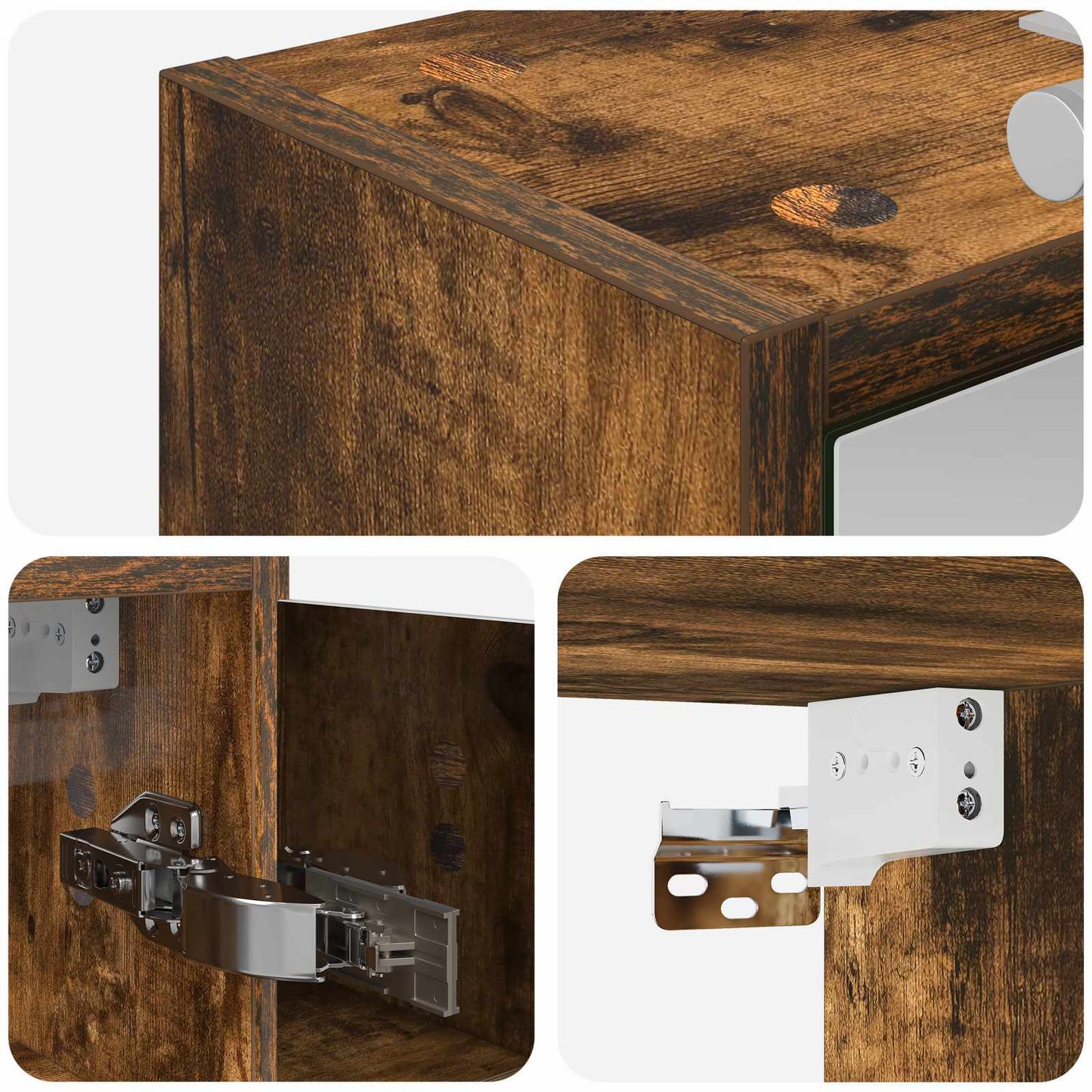 Baderomsspeilskap Røkt eik 73,5 x 16 x 62,5 cm Konstruert tre