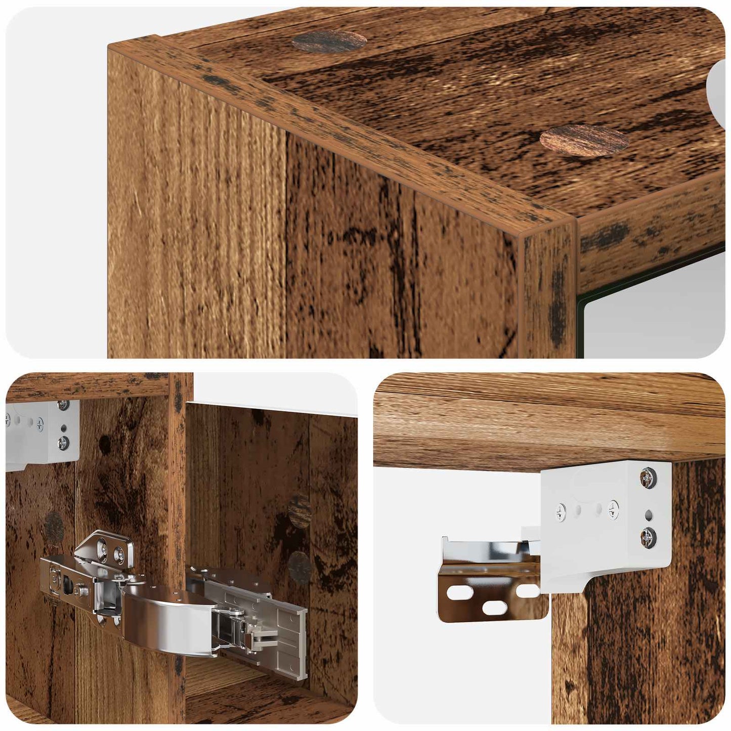 Baderomsspeilskap Gammelt tre 73,5 x 16 x 62,5 cm