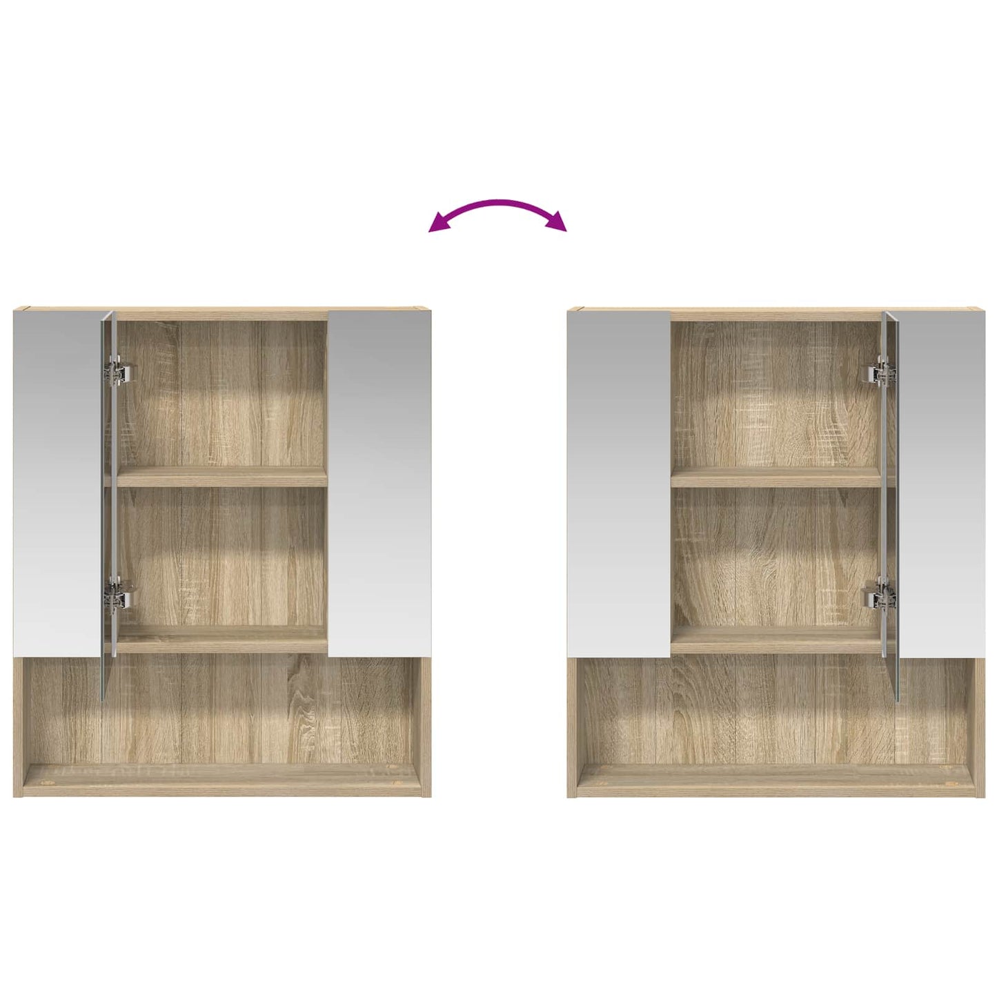 Baderomsspeilskap Sonoma eik 60 x 14.5 x 70 cm Konstruert tre