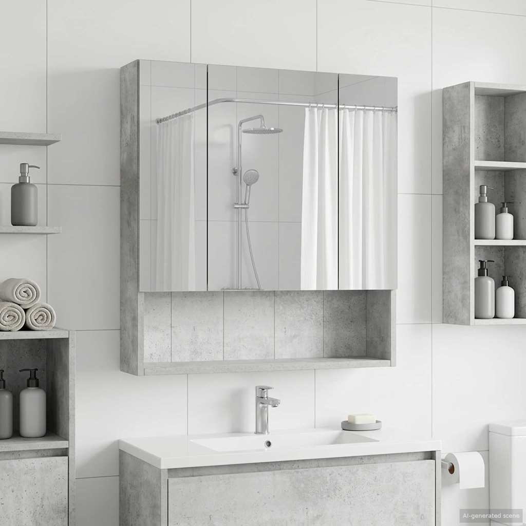 Baderomsspeilskap Betonggrå 60 x 14.5 x 70 cm Konstruert tre