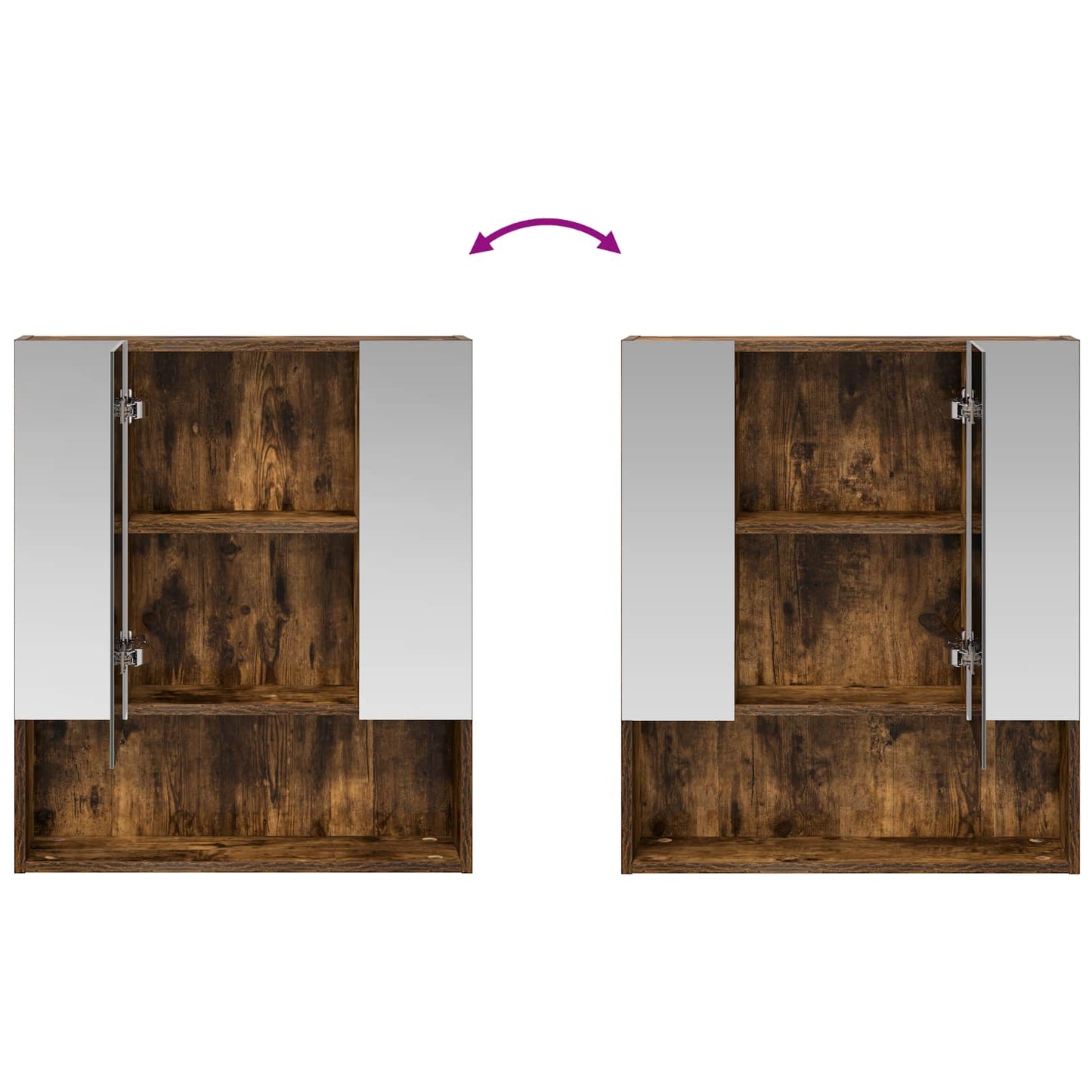 Baderomsspeilskap Røkt eik 60 x 14.5 x 70 cm Konstruert tre