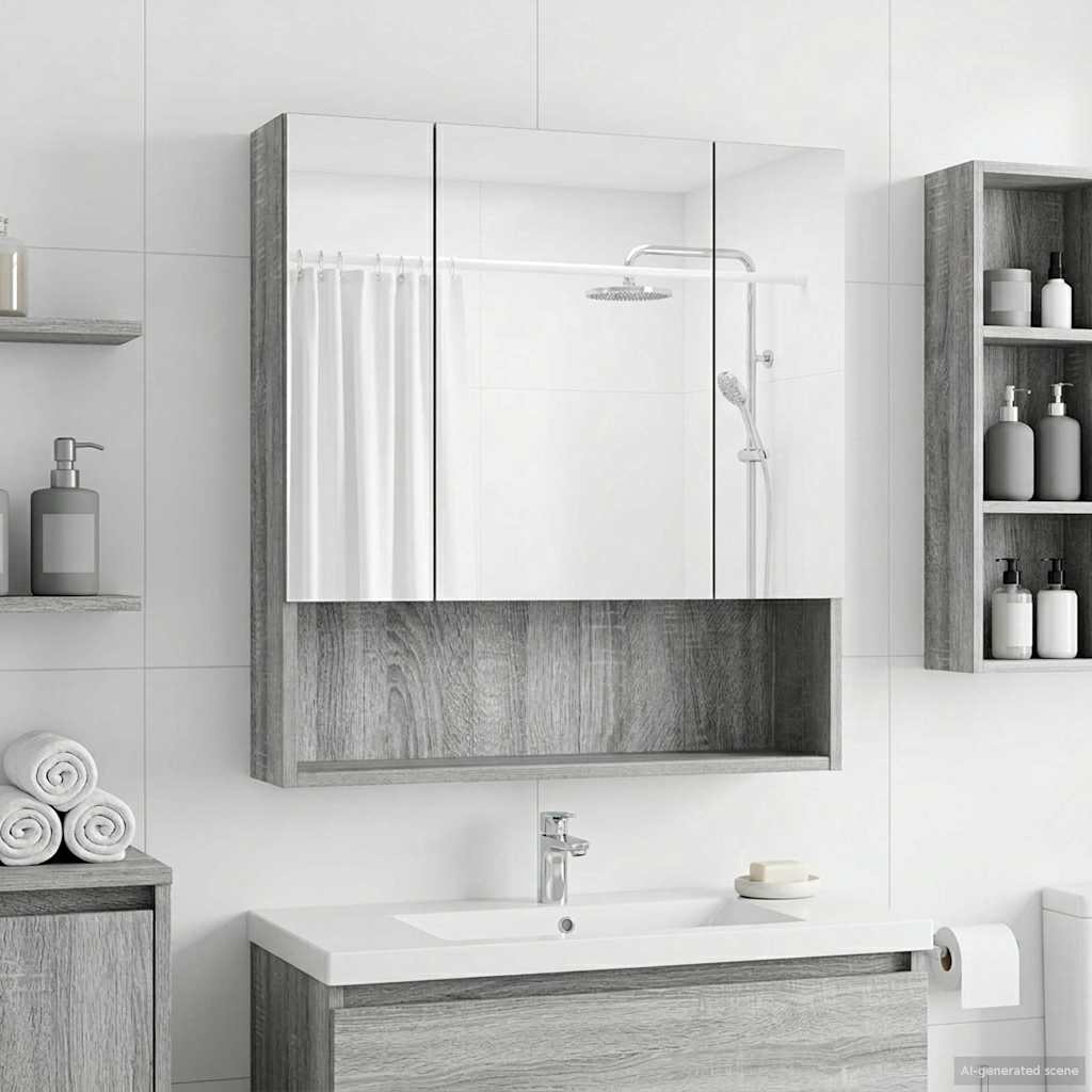 Baderomsspeilskap Grå Sonoma 60 x 14.5 x 70 cm Konstruert tre