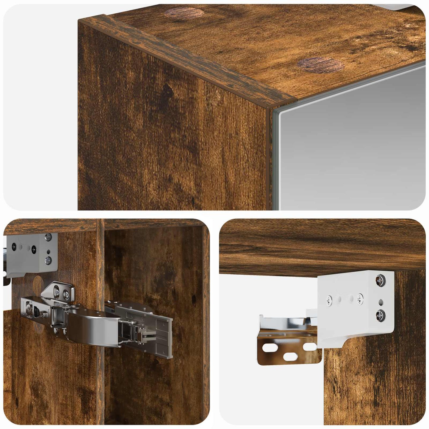 Baderomsspeilskap Røkt eik 60 x 14.5 x 70 cm Konstruert tre