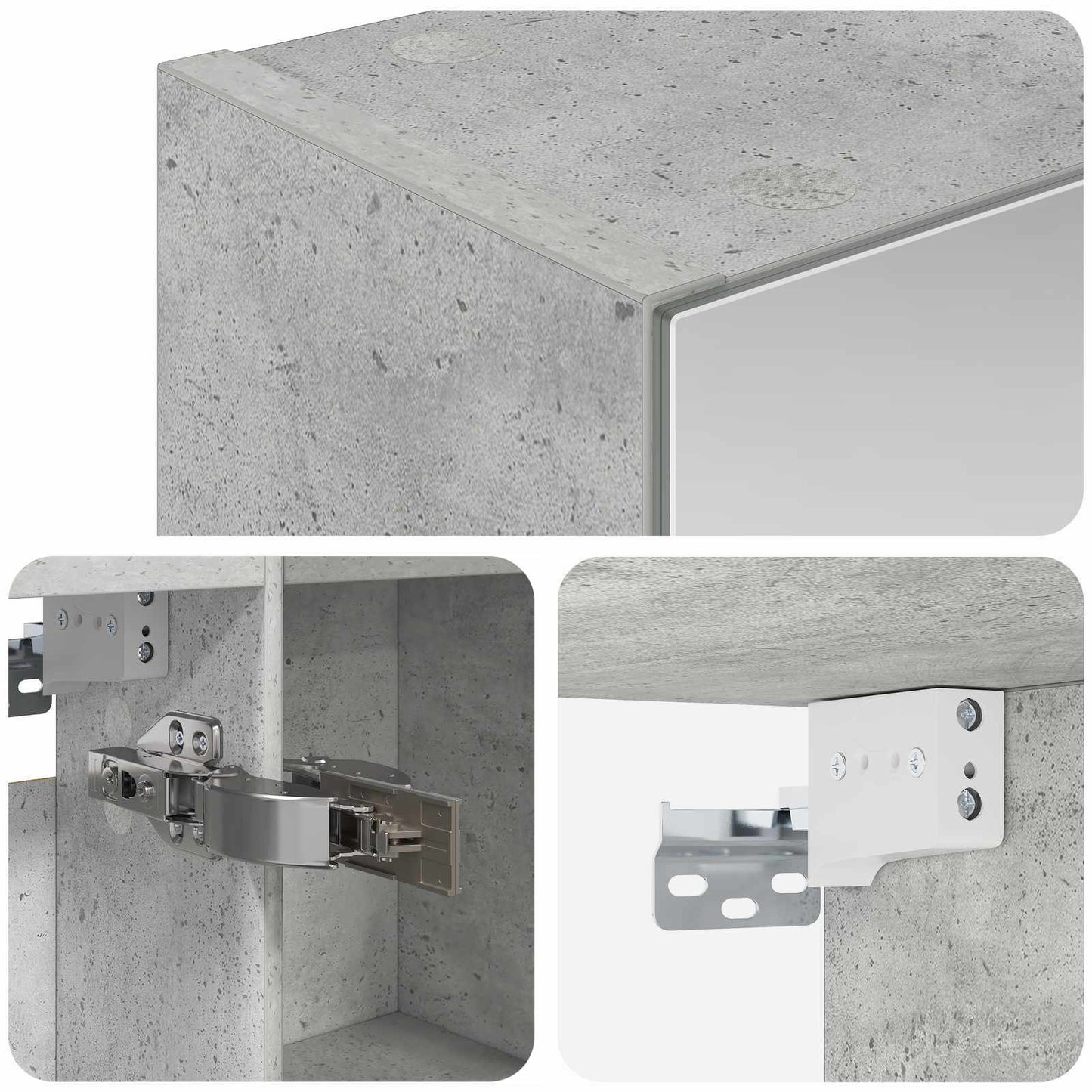 Baderomsspeilskap Betonggrå 50 x 14,5 x 70 cm Konstruert tre