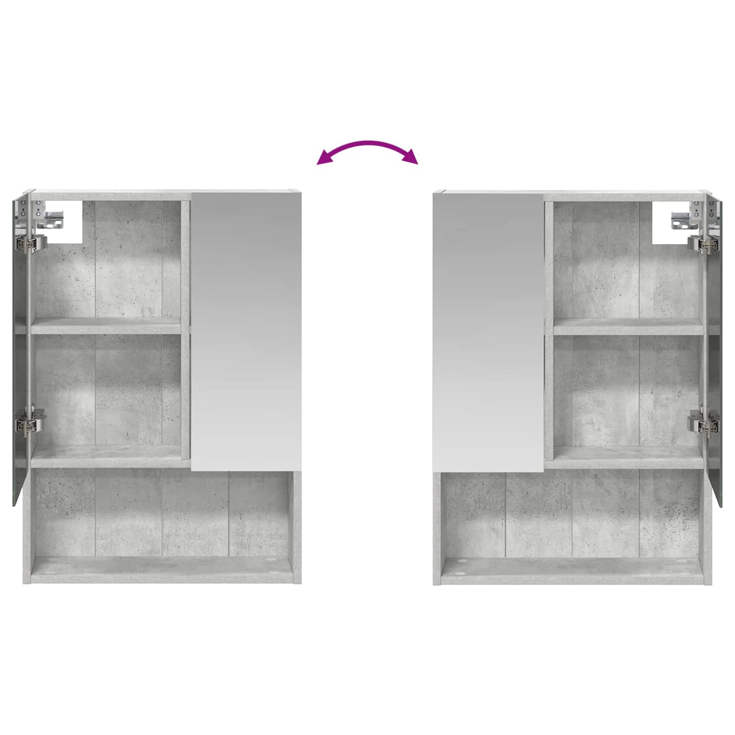 Baderomsspeilskap Betonggrå 50 x 14,5 x 70 cm Konstruert tre