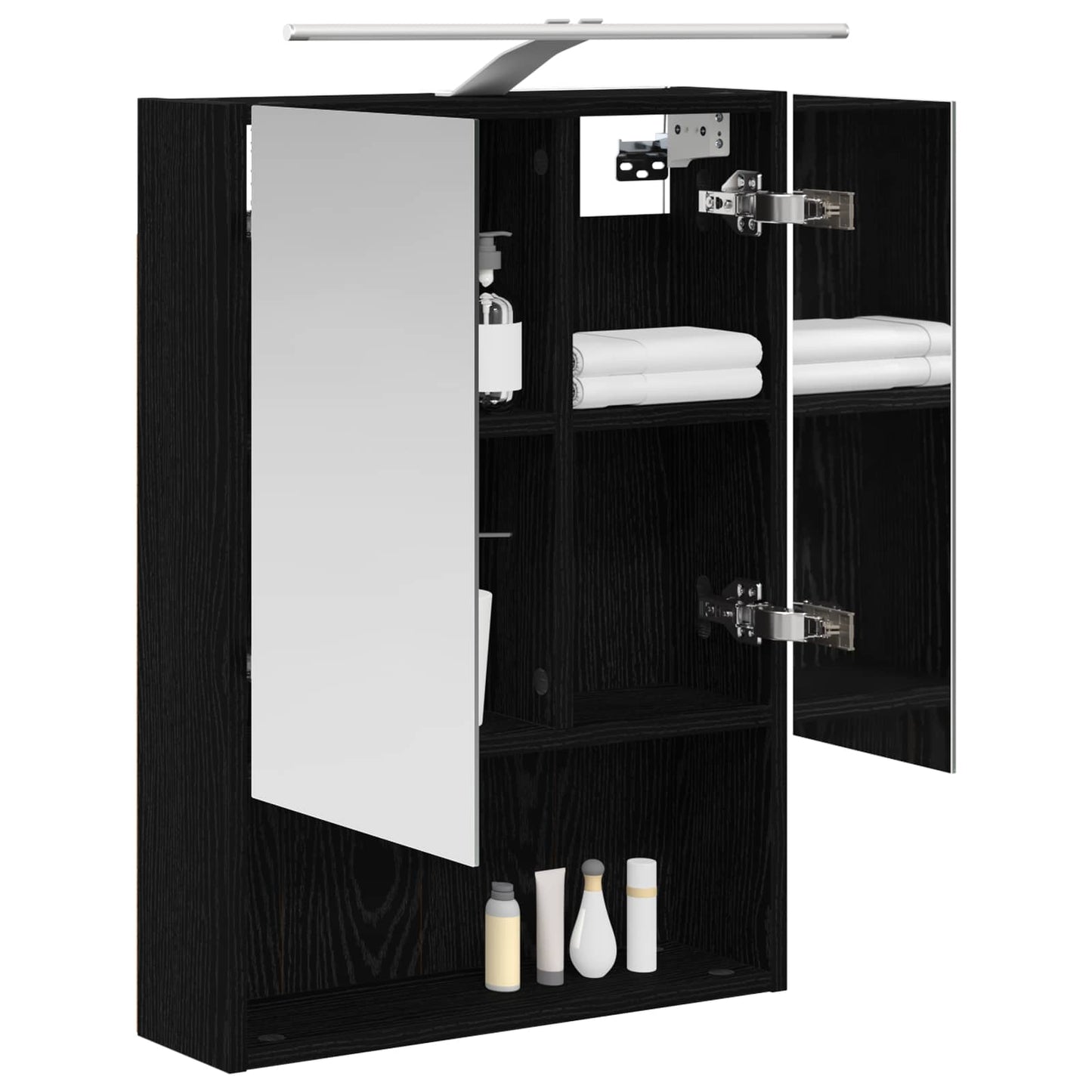 Baderomsspeilskap Svart Eik 50 x 14,5 x 70 cm Konstruert tre
