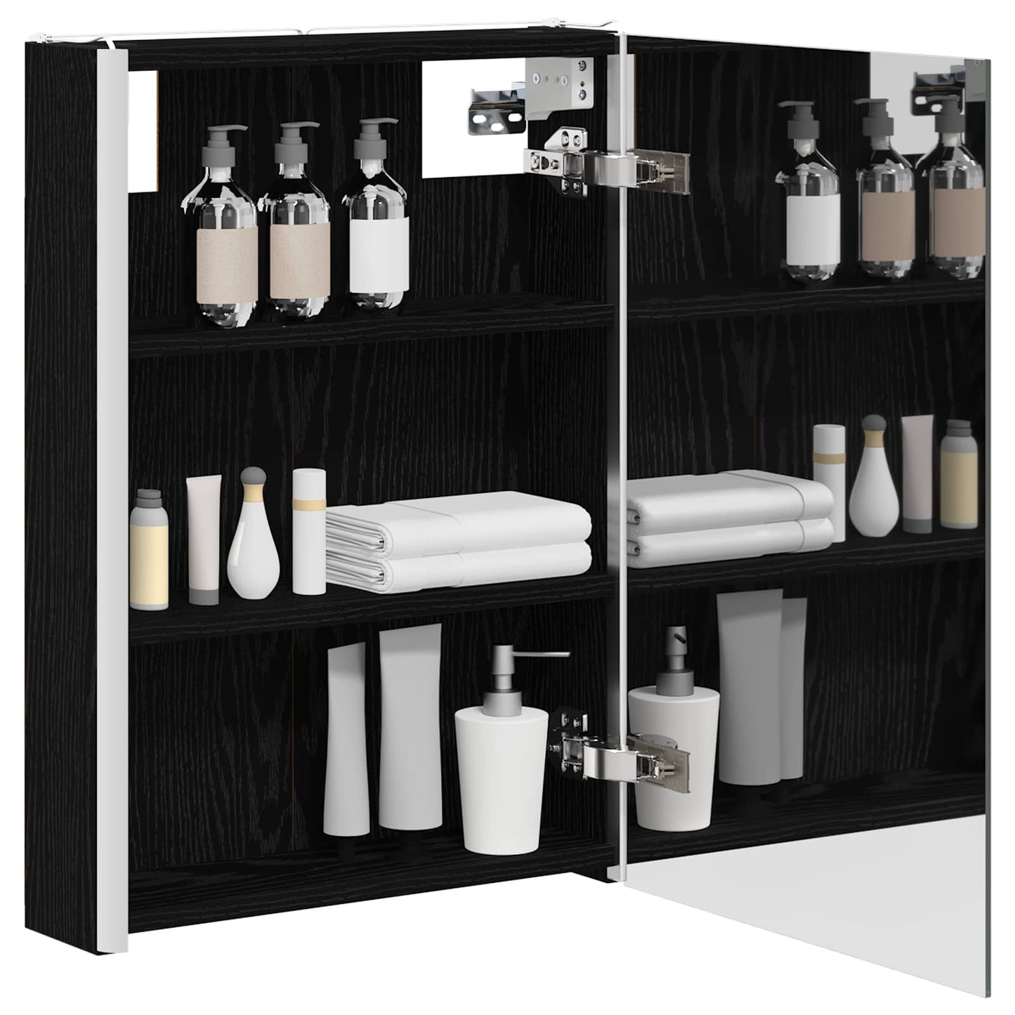 Baderomsspeilskap Svart Eik 43 x 11,5 x 60,5 cm Konstruert tre
