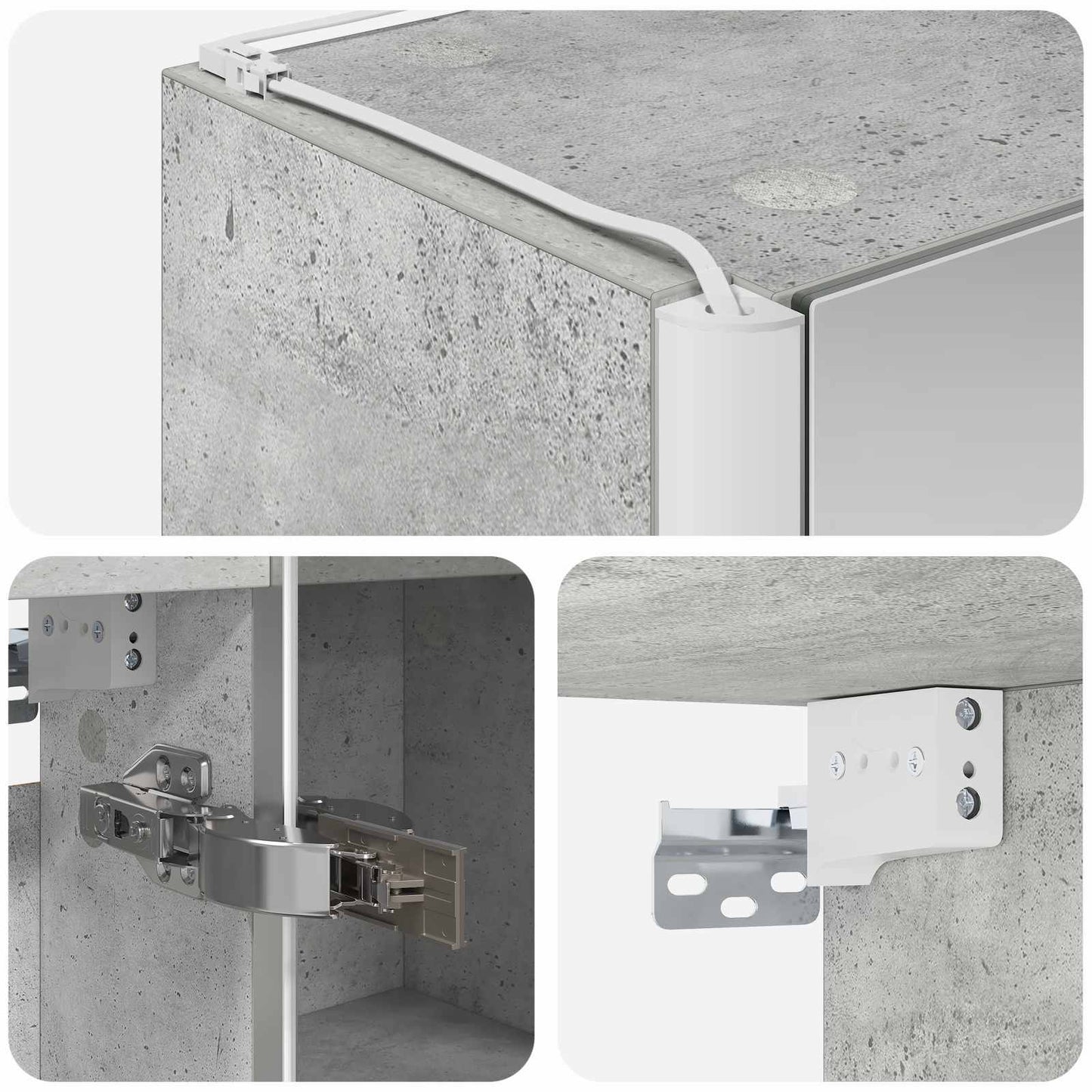 Baderomsspeilskap Betonggrå 73,5 x 15,5 x 70 cm Konstruert tre