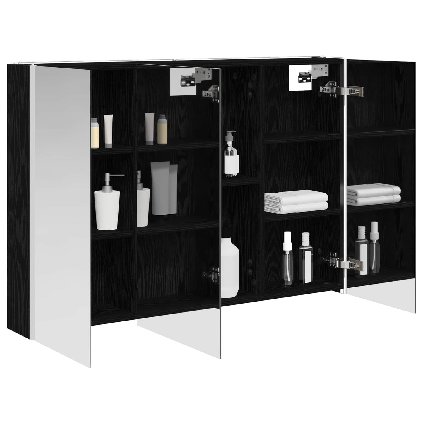 Baderomsspeilskap Svart Eik 103,5 x 15,5 x 70 cm Konstruert tre