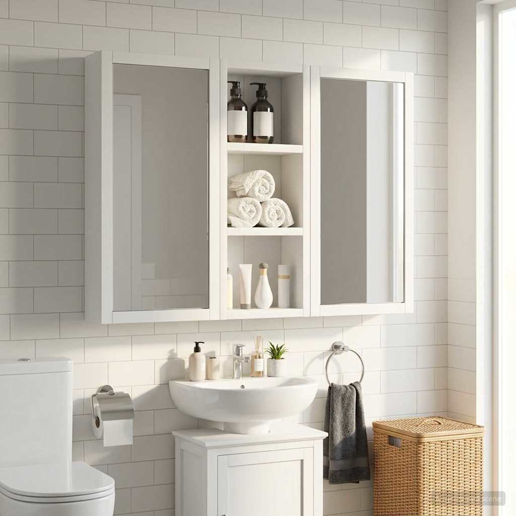 Baderom veggskap med hylle Hvit 20 x 10 x 50 cm Konstruert tre