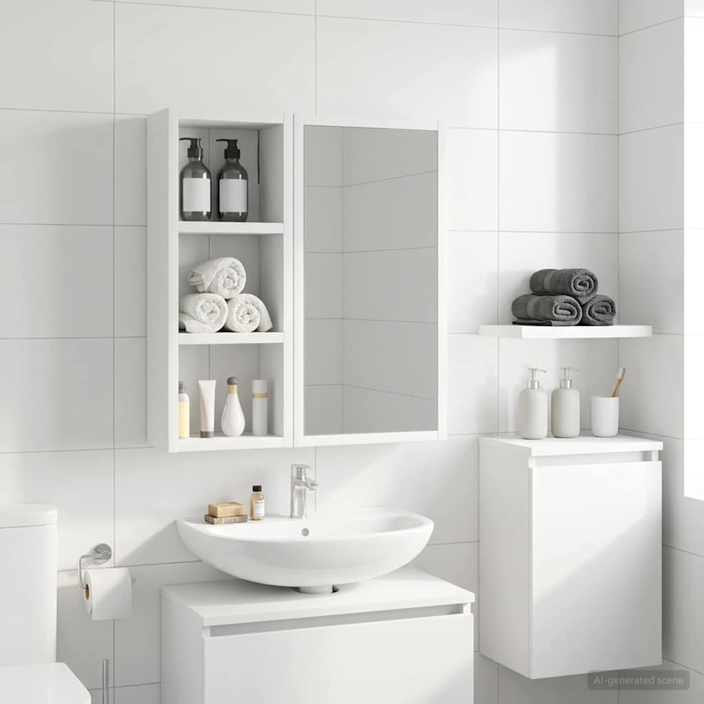 Baderom veggskap med hylle Hvit 20 x 10 x 50 cm Konstruert tre