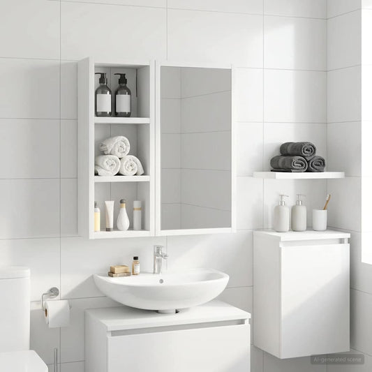 Baderom veggskap med hylle Hvit 20 x 10 x 50 cm Konstruert tre